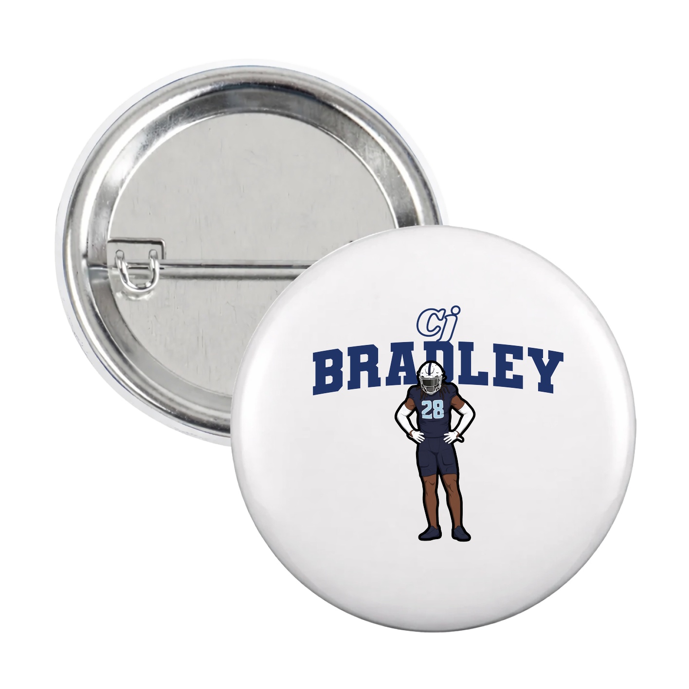 Game Day Button — Name Arch in White