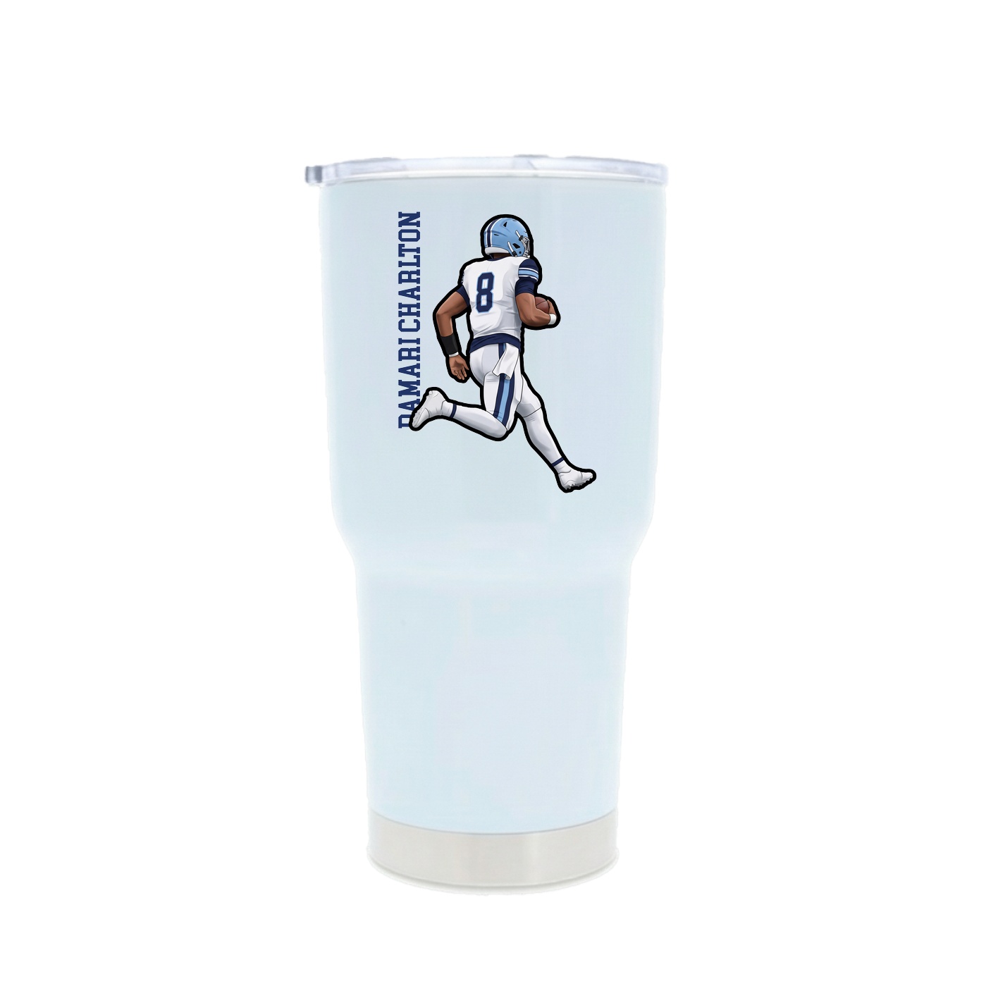30oz Stainless Steel Tumbler — Name Vertical in White