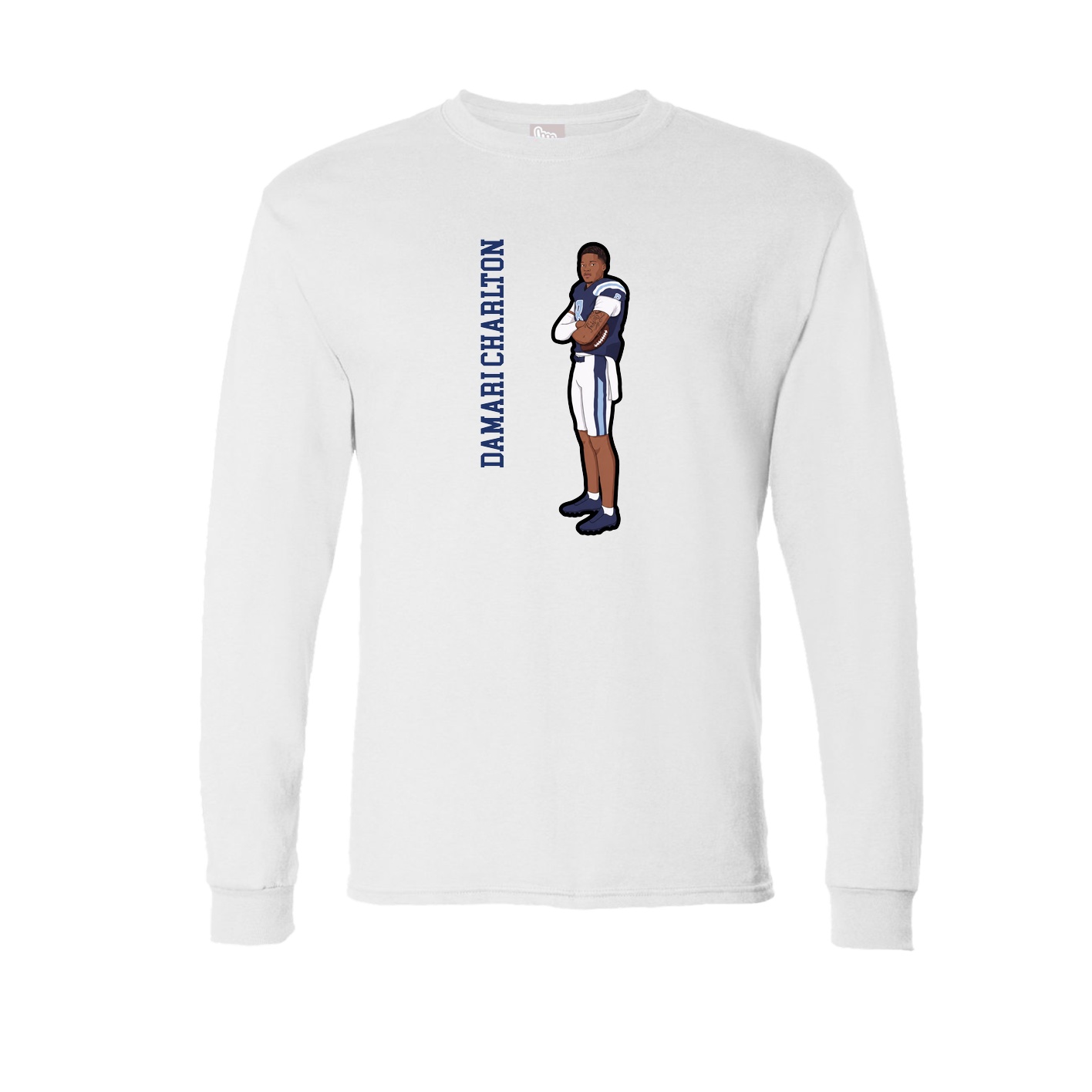Long Sleeve Tee — Name Vertical in White