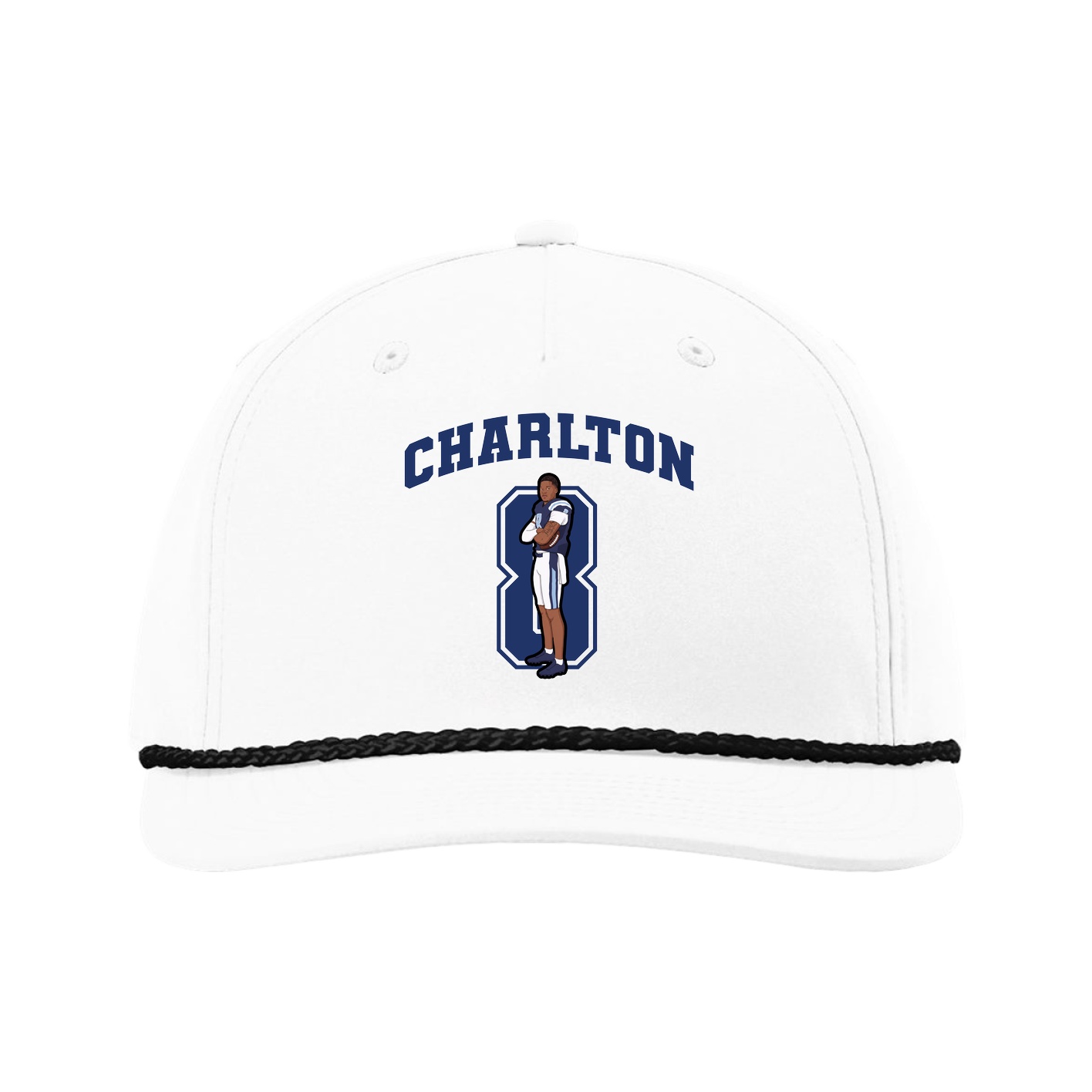Five-Panel Classic Rope Cap — Number in White