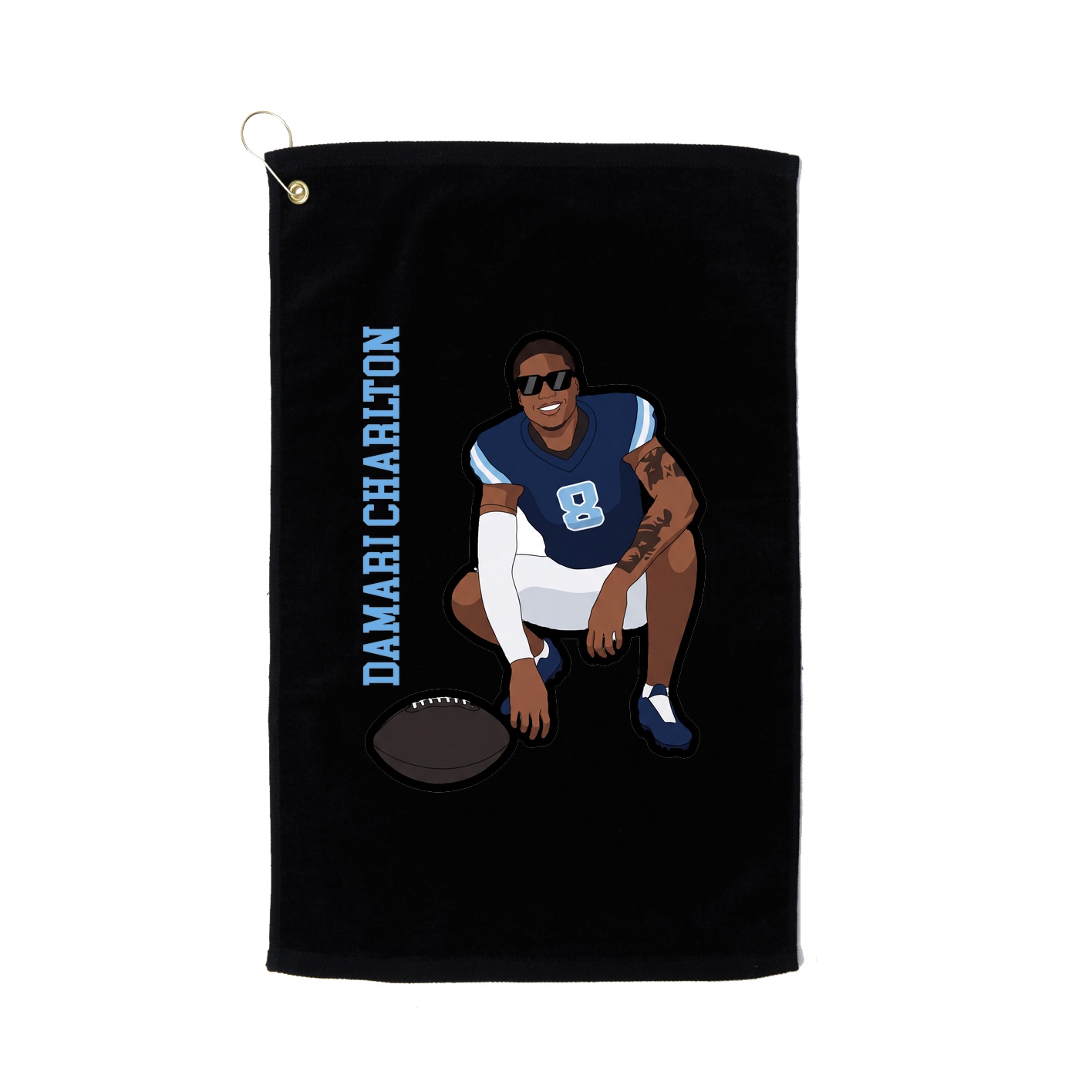 Golf Towel — Name Vertical in Black