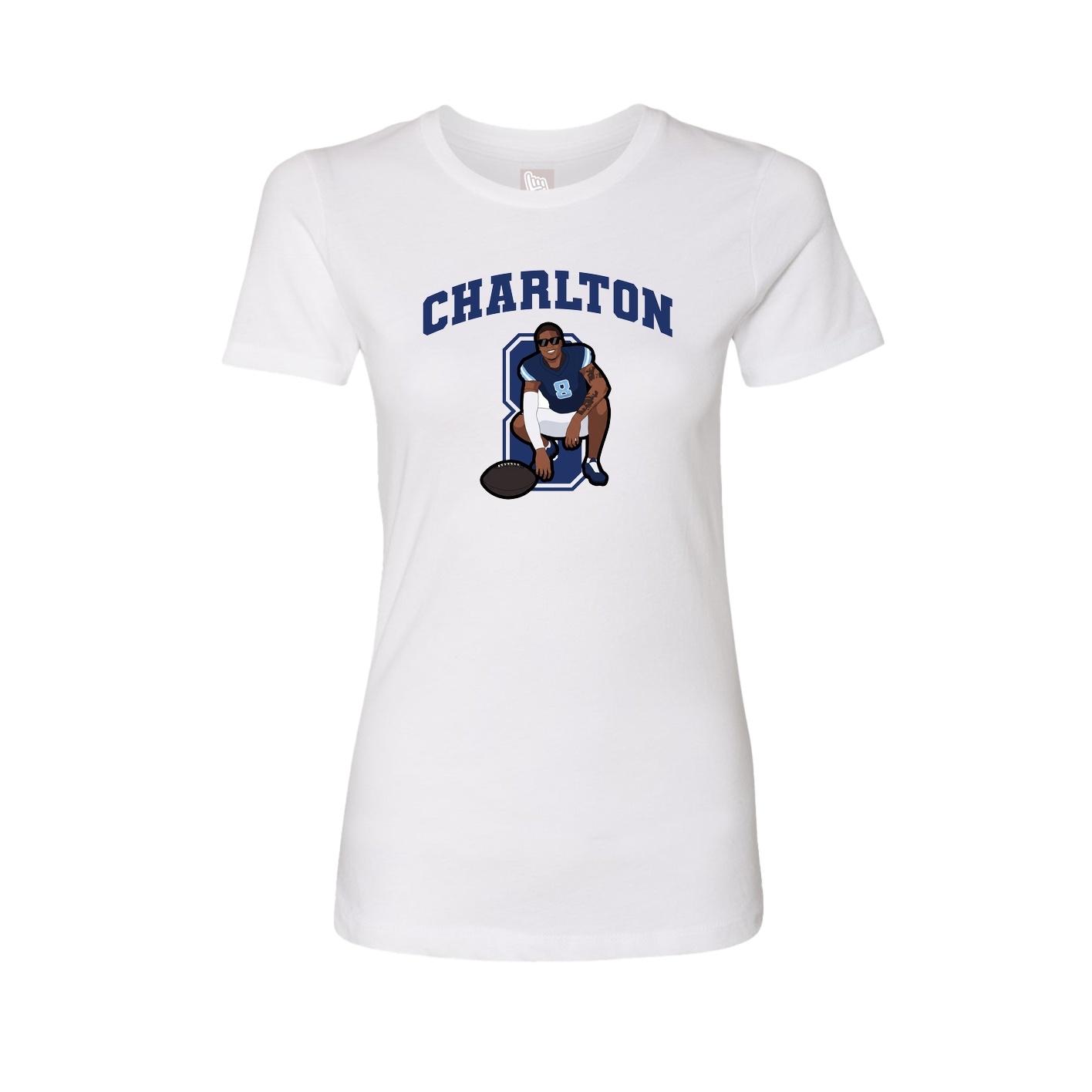 Fitted Women's Tee — Number in White
