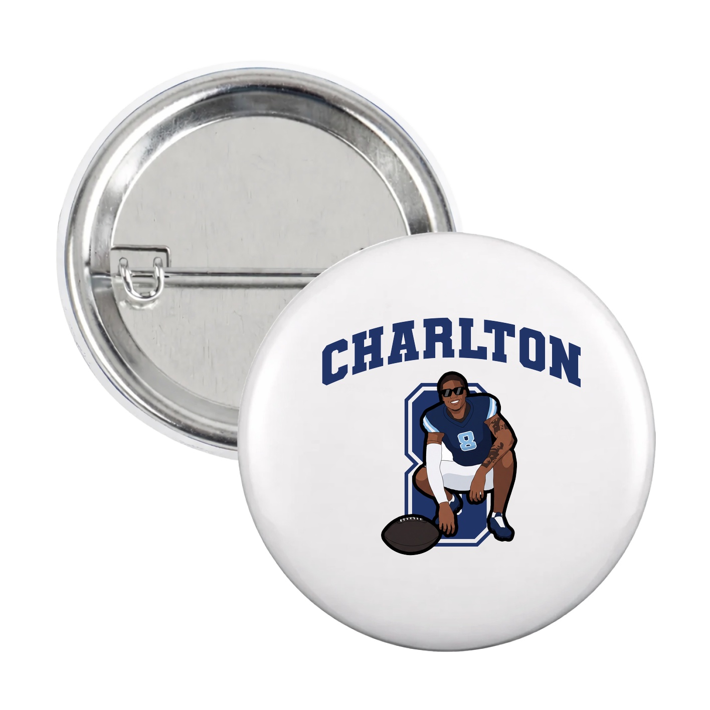 Game Day Button — Number in White