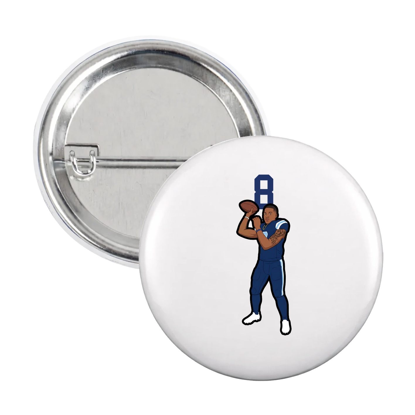 Game Day Button — Number Top in White