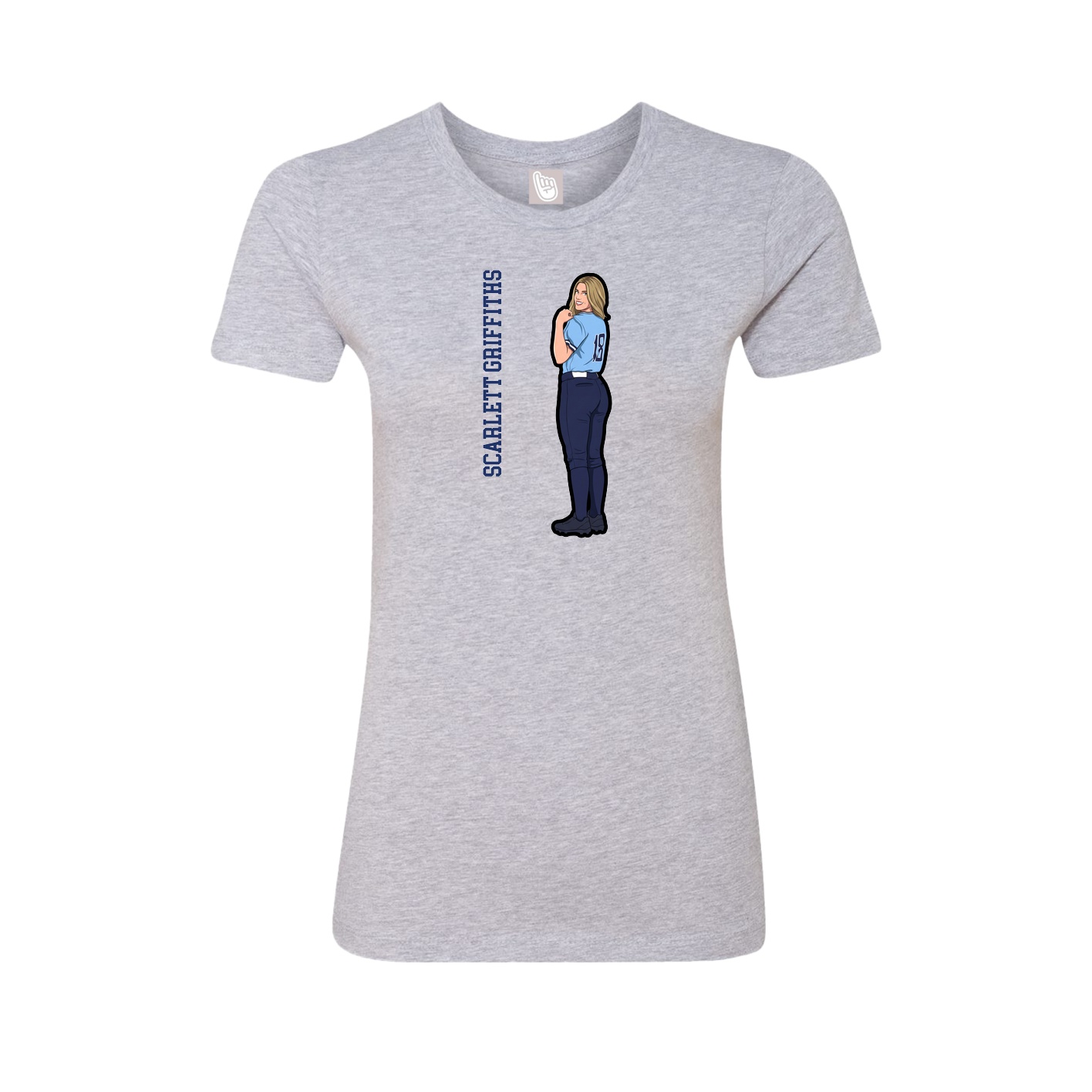 Fitted Women's Tee — Name Vertical in Grey