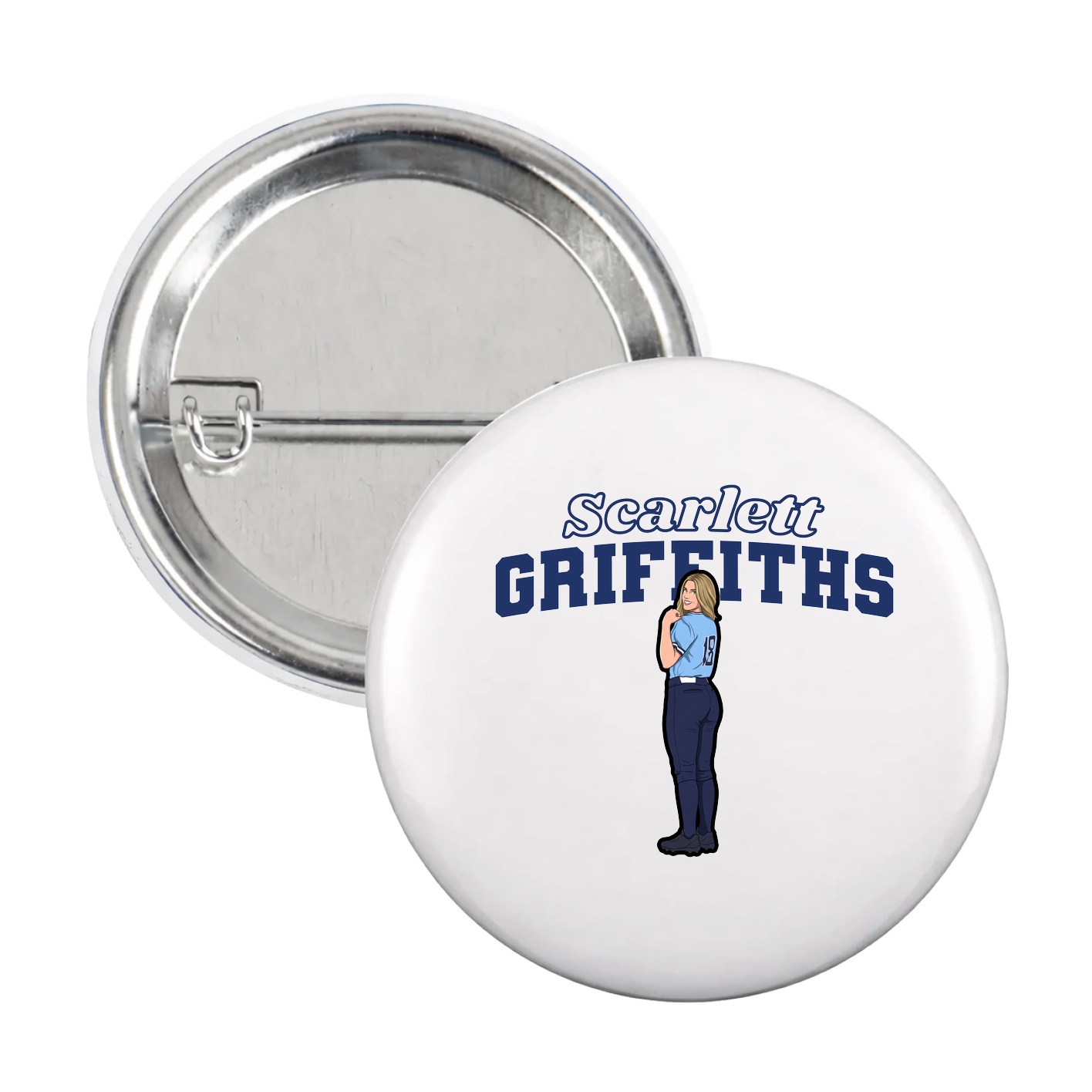 Game Day Button — Name Arch in White