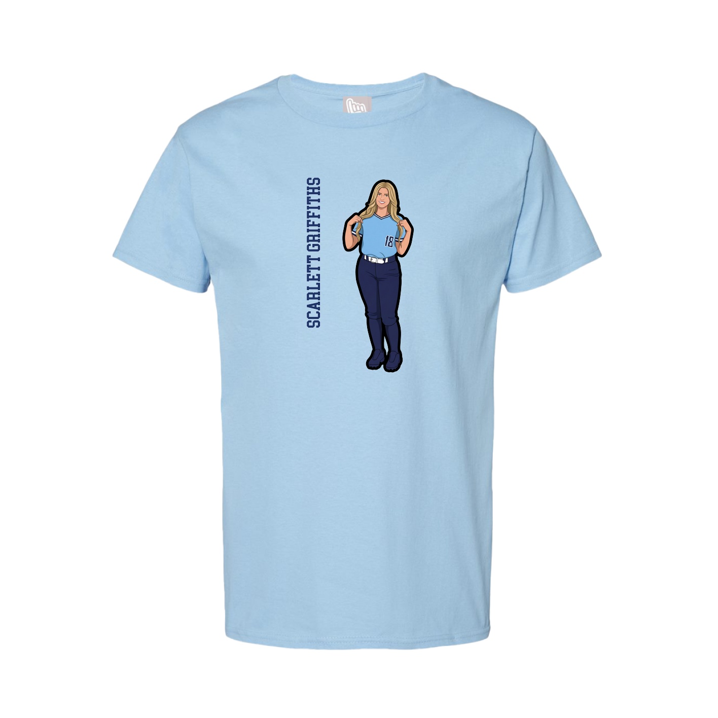 Tee — Name Vertical in Light Blue