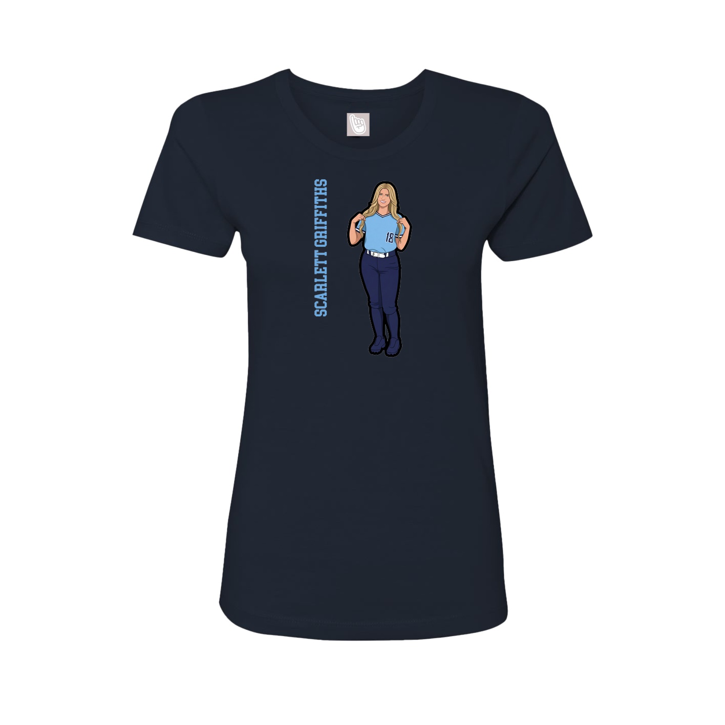 Fitted Women's Tee — Name Vertical in Navy