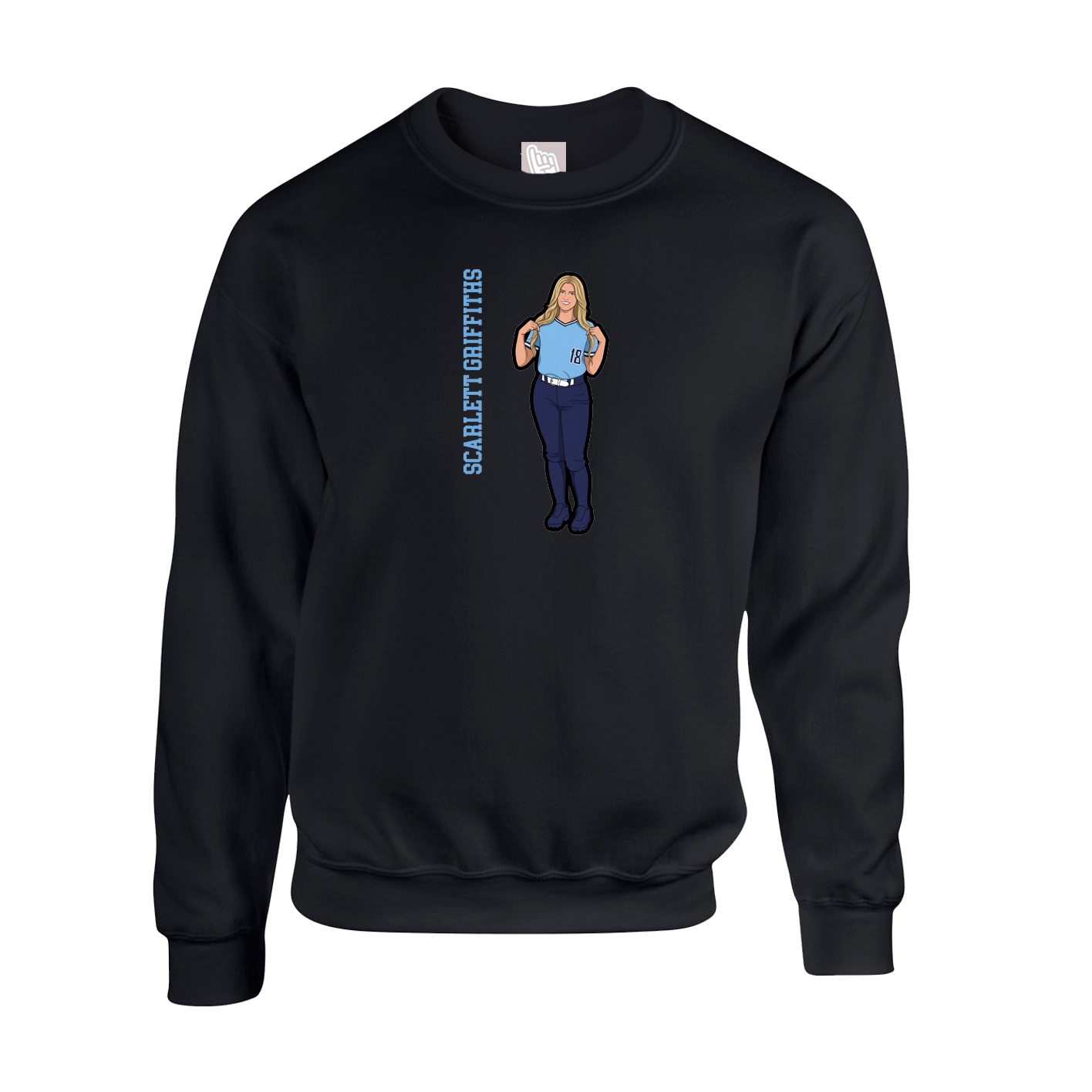 Fleece Crew — Name Vertical in Black