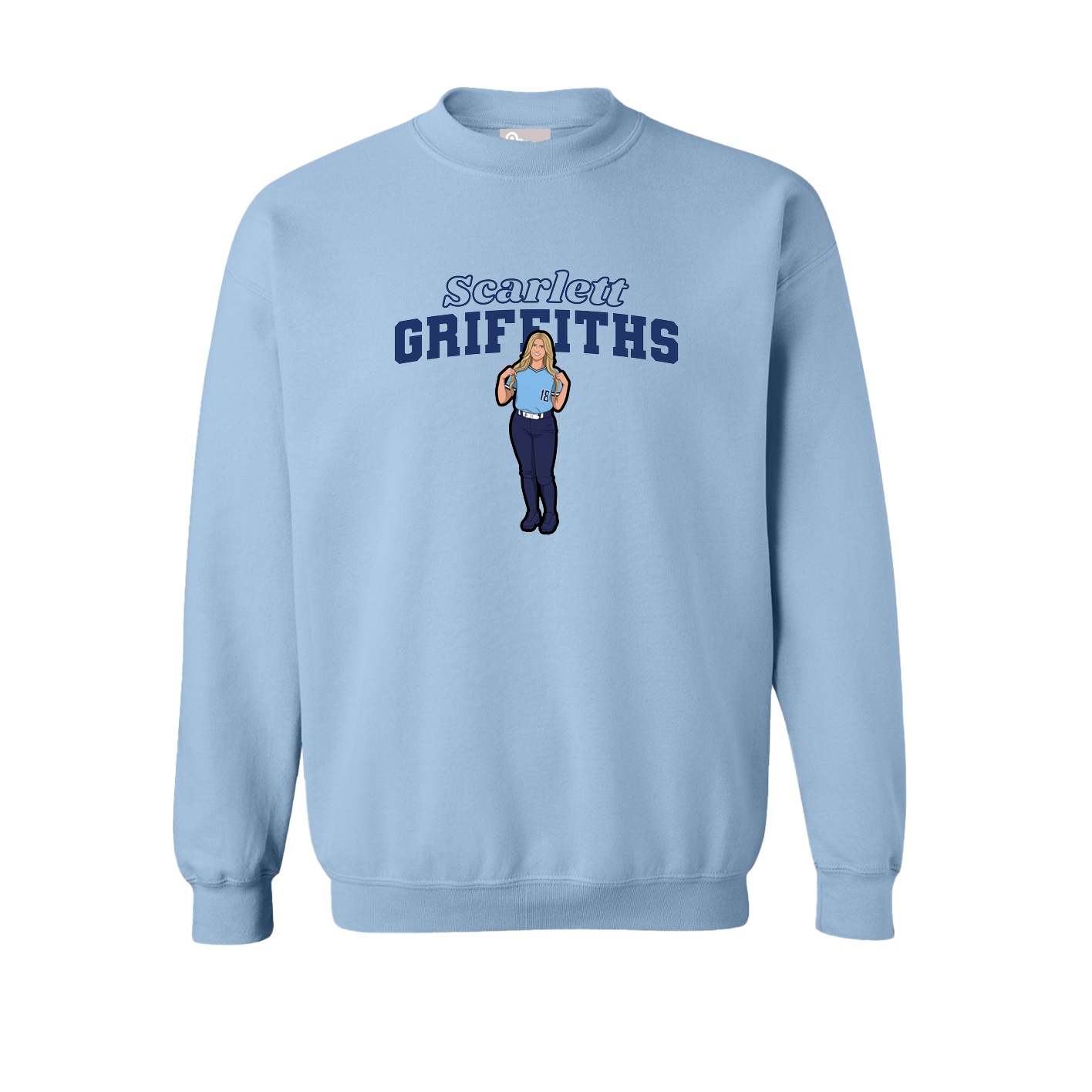 Fleece Crew — Name Arch in Light Blue