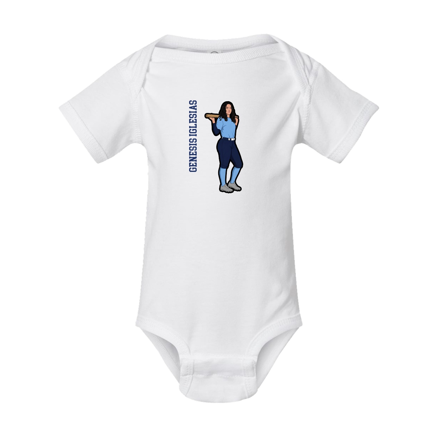Baby Onesie — Name Vertical in White
