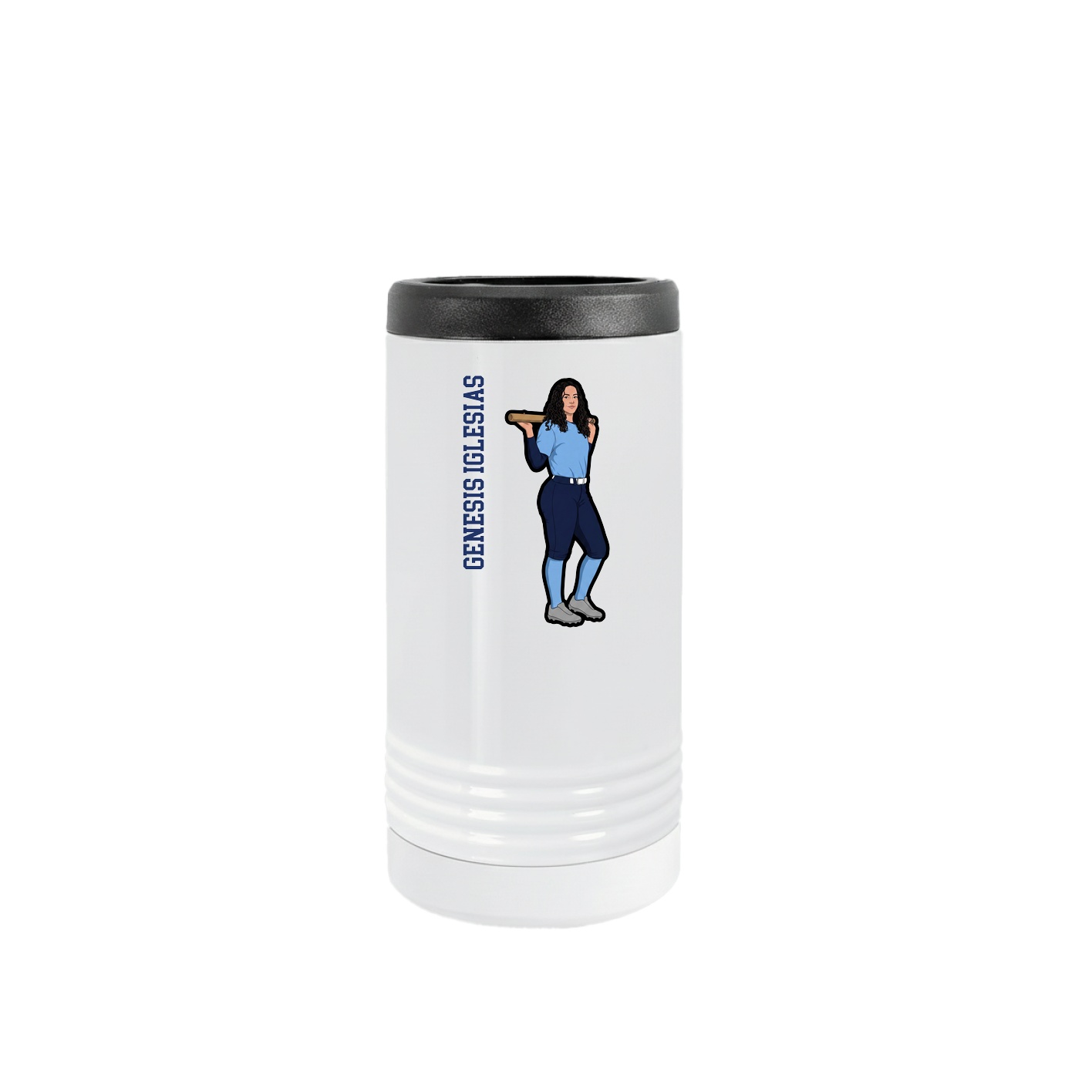 Slim Beverage Holder — Name Vertical in White