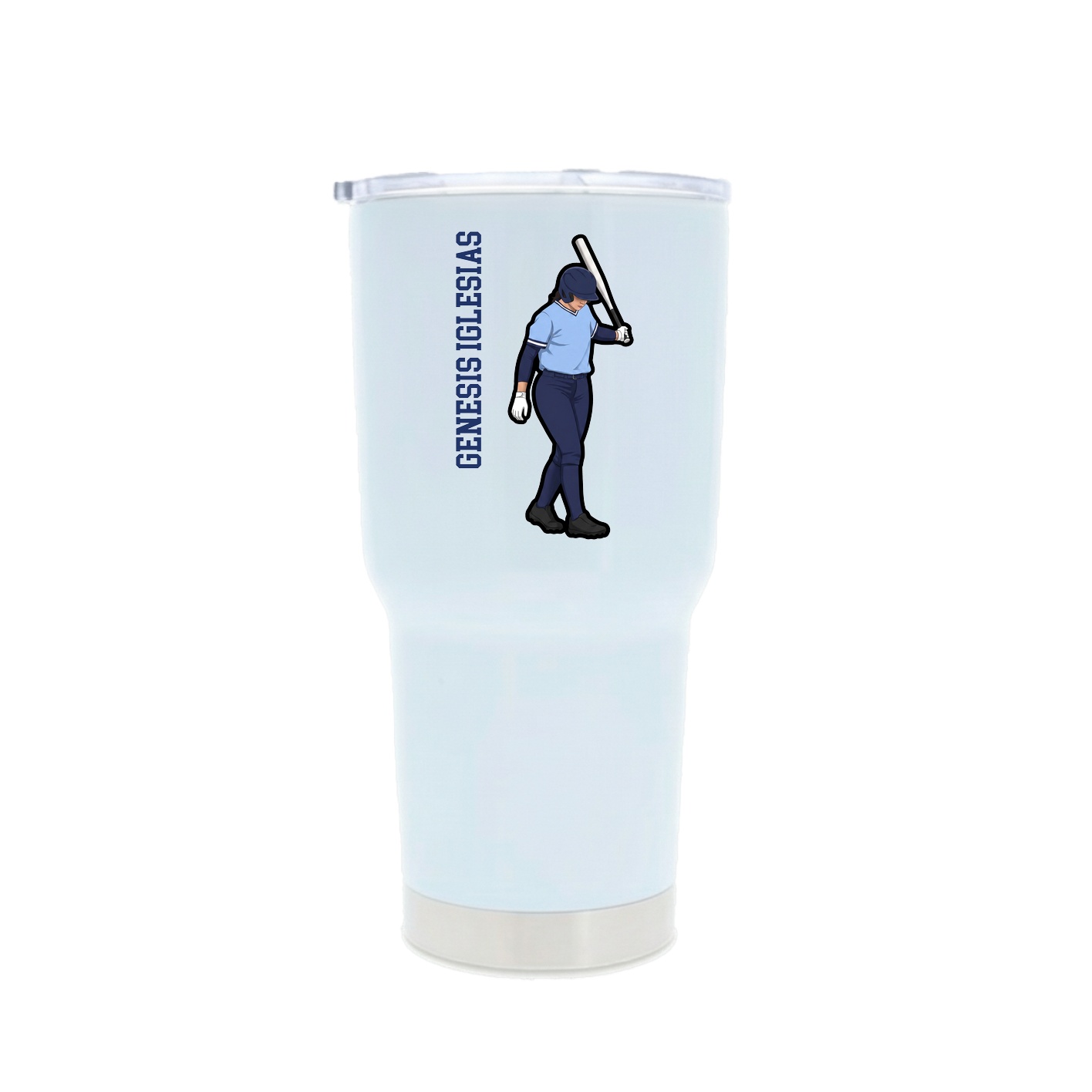 30oz Stainless Steel Tumbler — Name Vertical in White