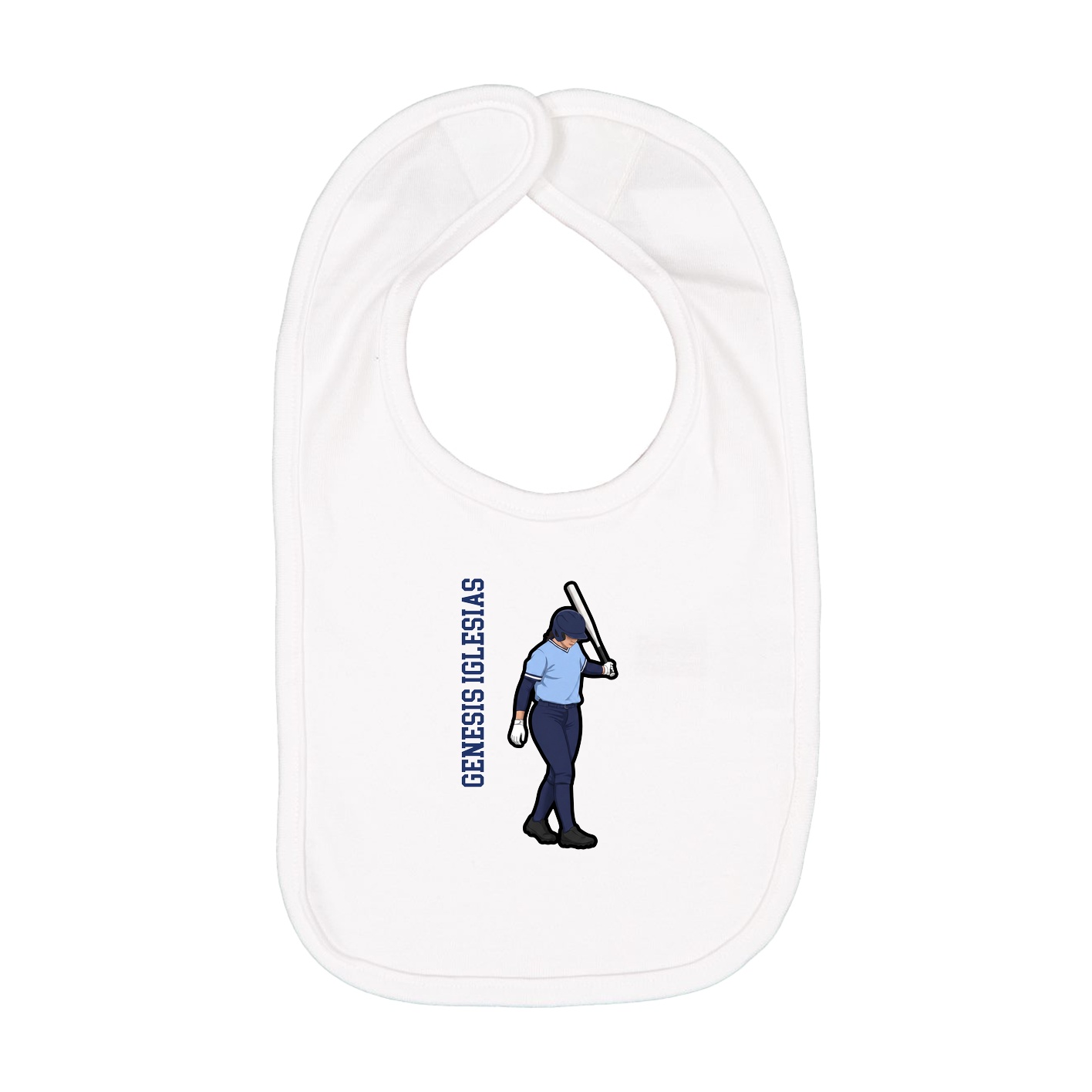 Infant Bib — Name Vertical in White