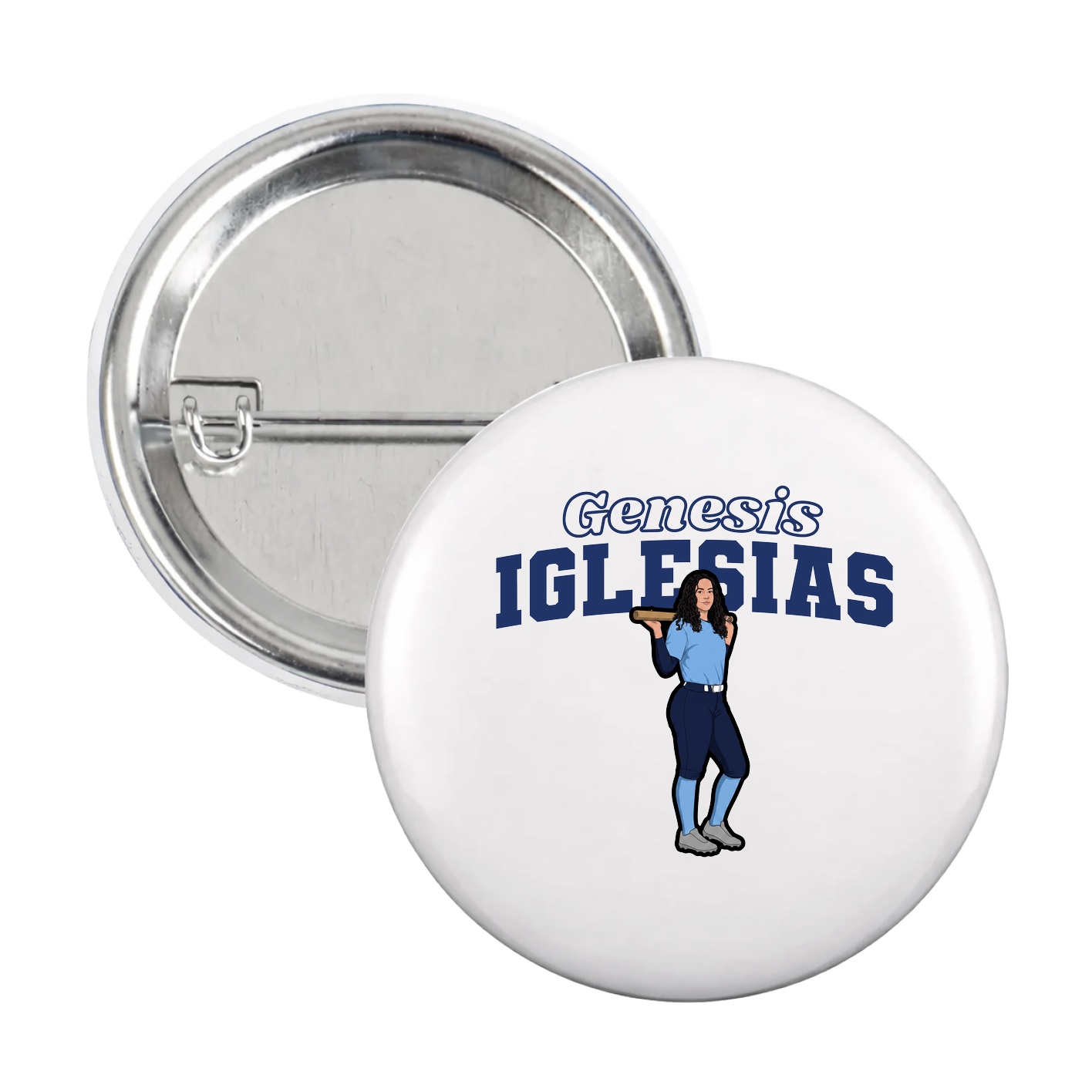 Game Day Button — Name Arch in White