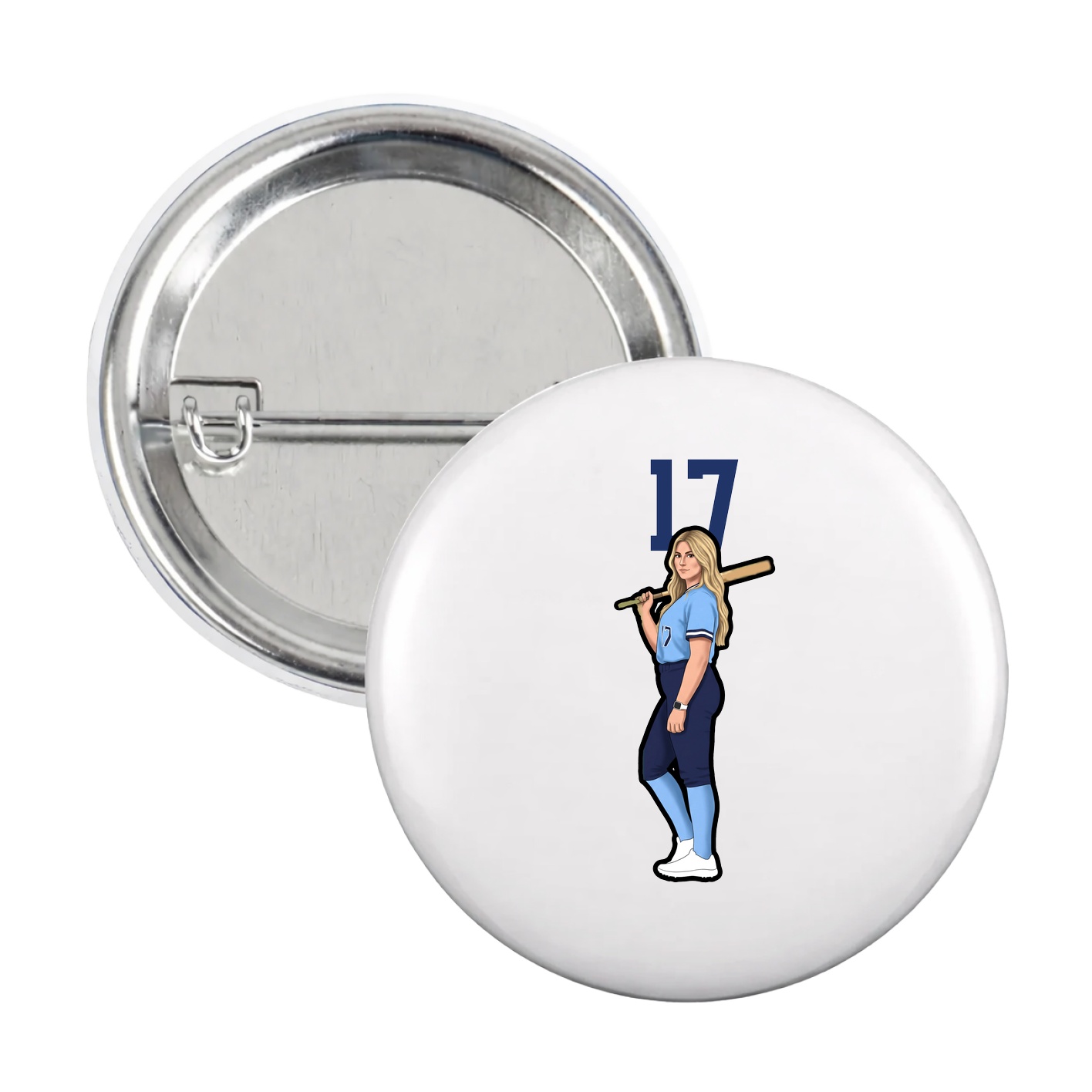 Game Day Button — Number Top in White