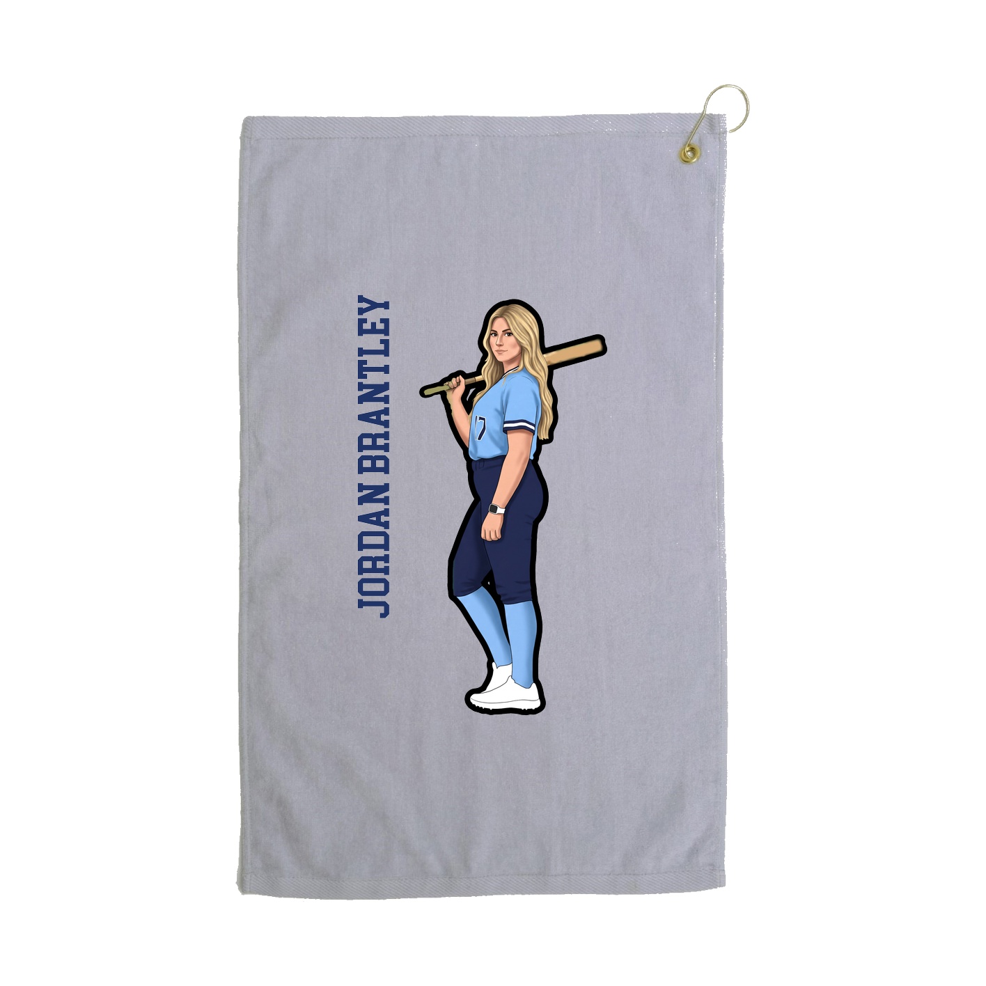 Golf Towel — Name Vertical in Grey
