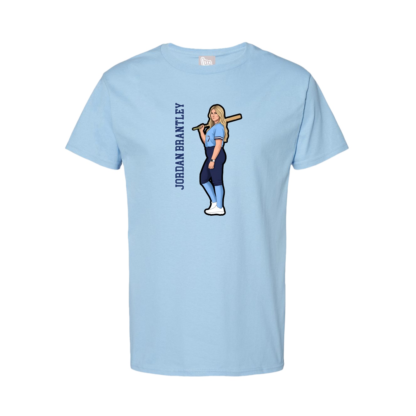 Tee — Name Vertical in Light Blue