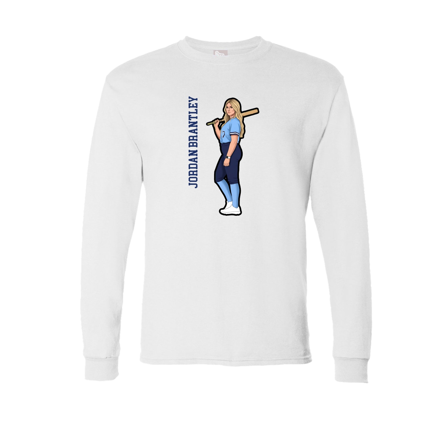 Long Sleeve Tee — Name Vertical in White