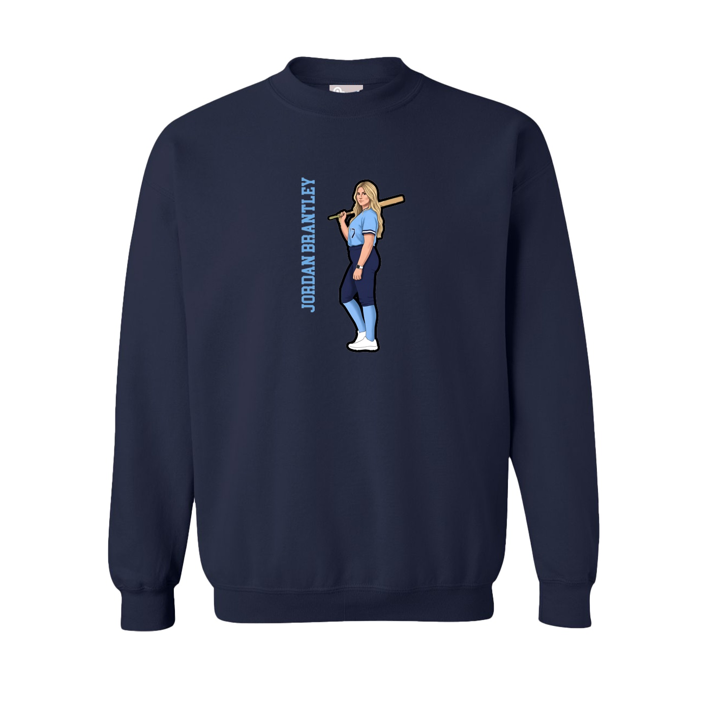 Fleece Crew — Name Vertical in Navy