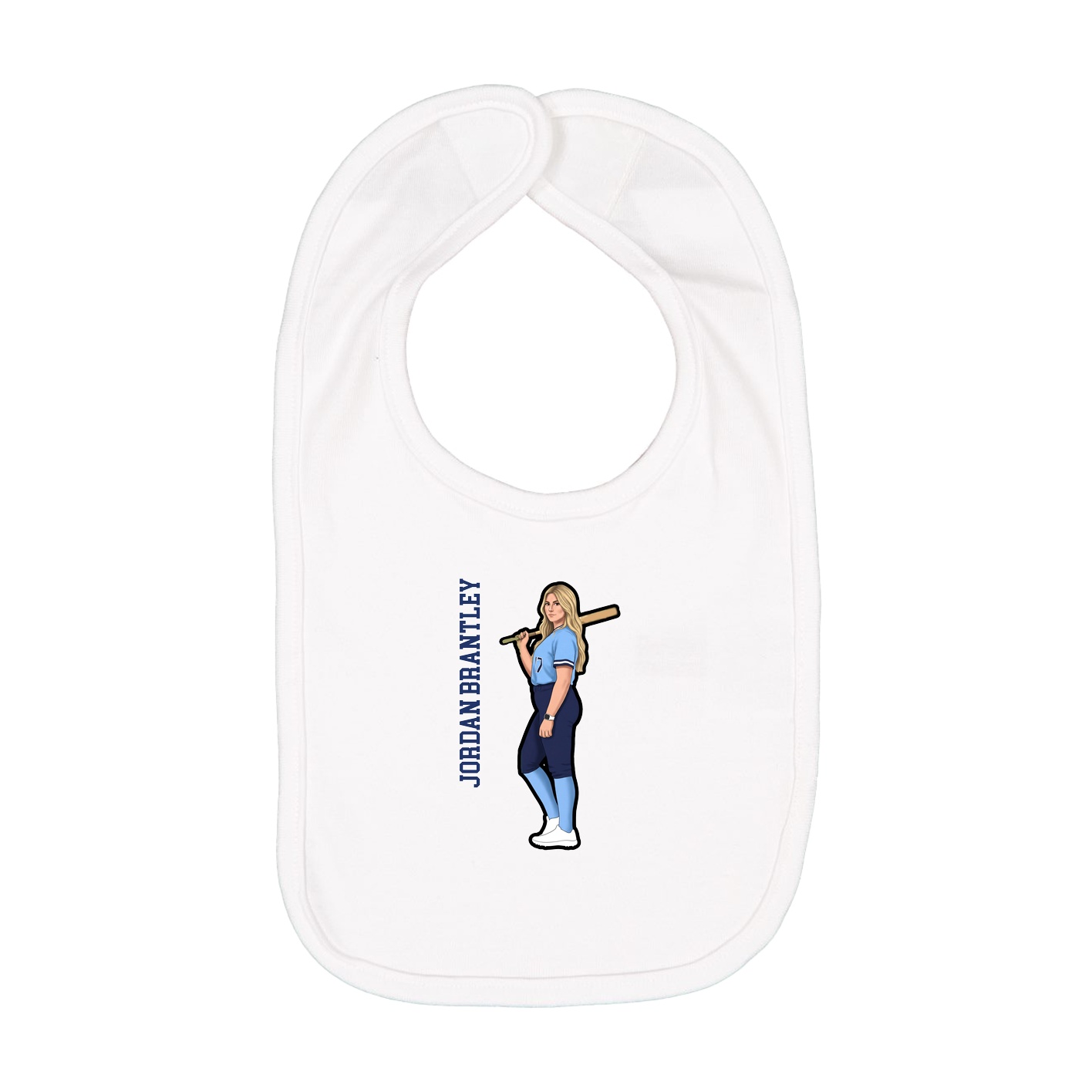 Infant Bib — Name Vertical in White