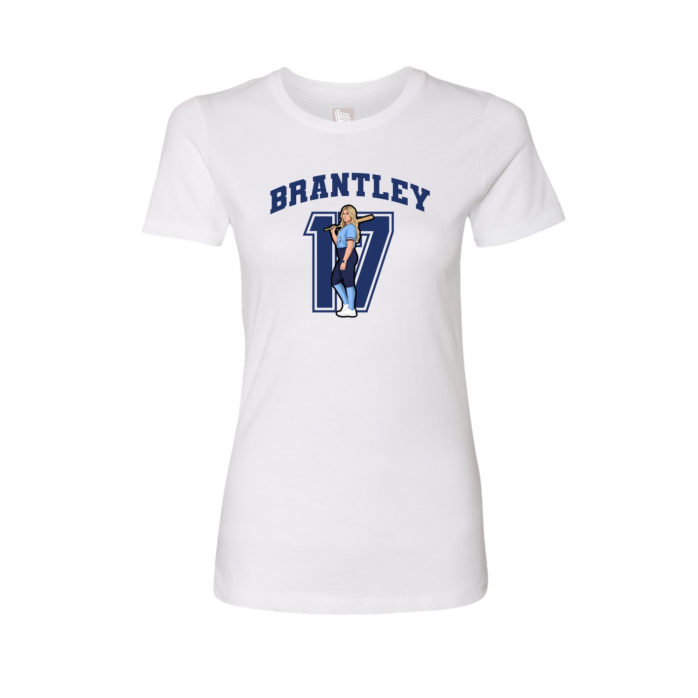 Fitted Women's Tee — Number in White