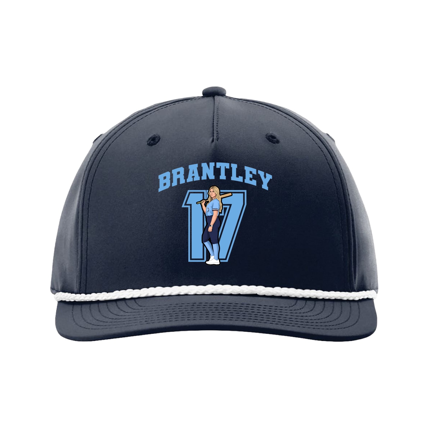 Five-Panel Classic Rope Cap — Number in Navy