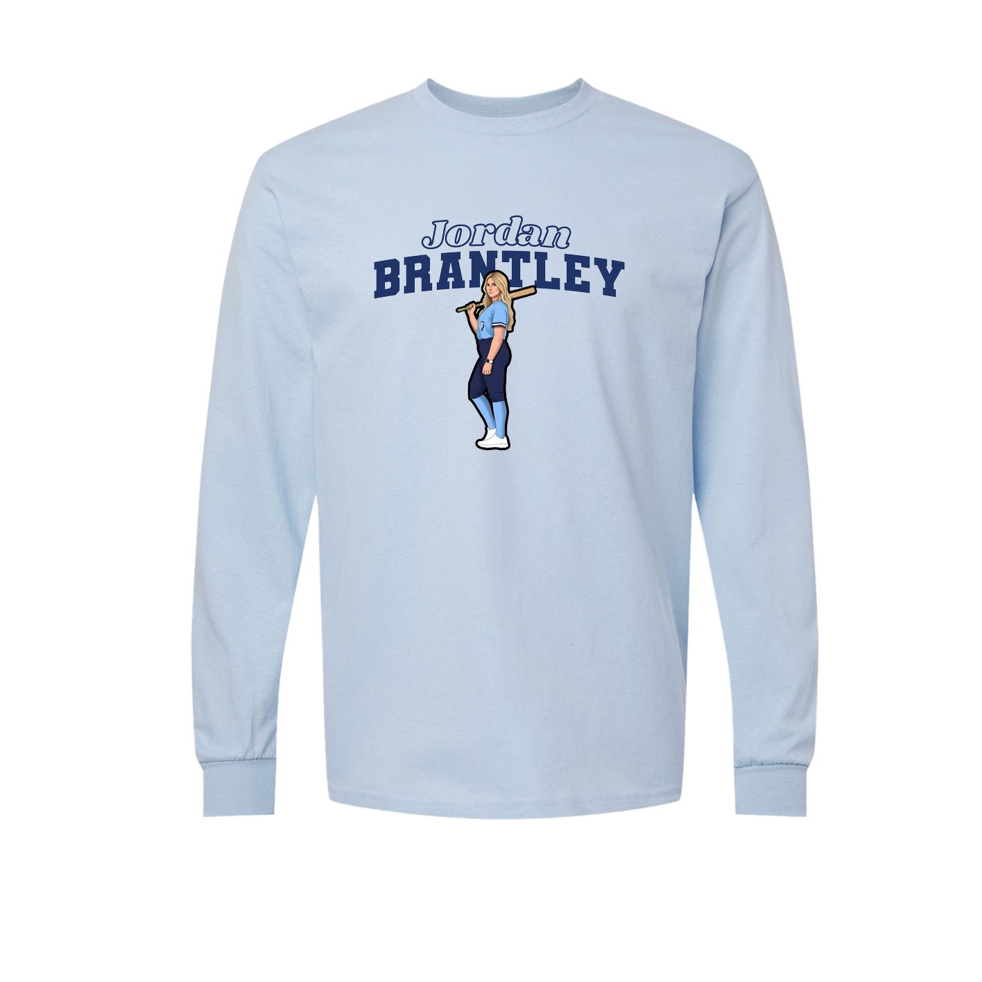 Long Sleeve Tee — Name Arch in Light Blue