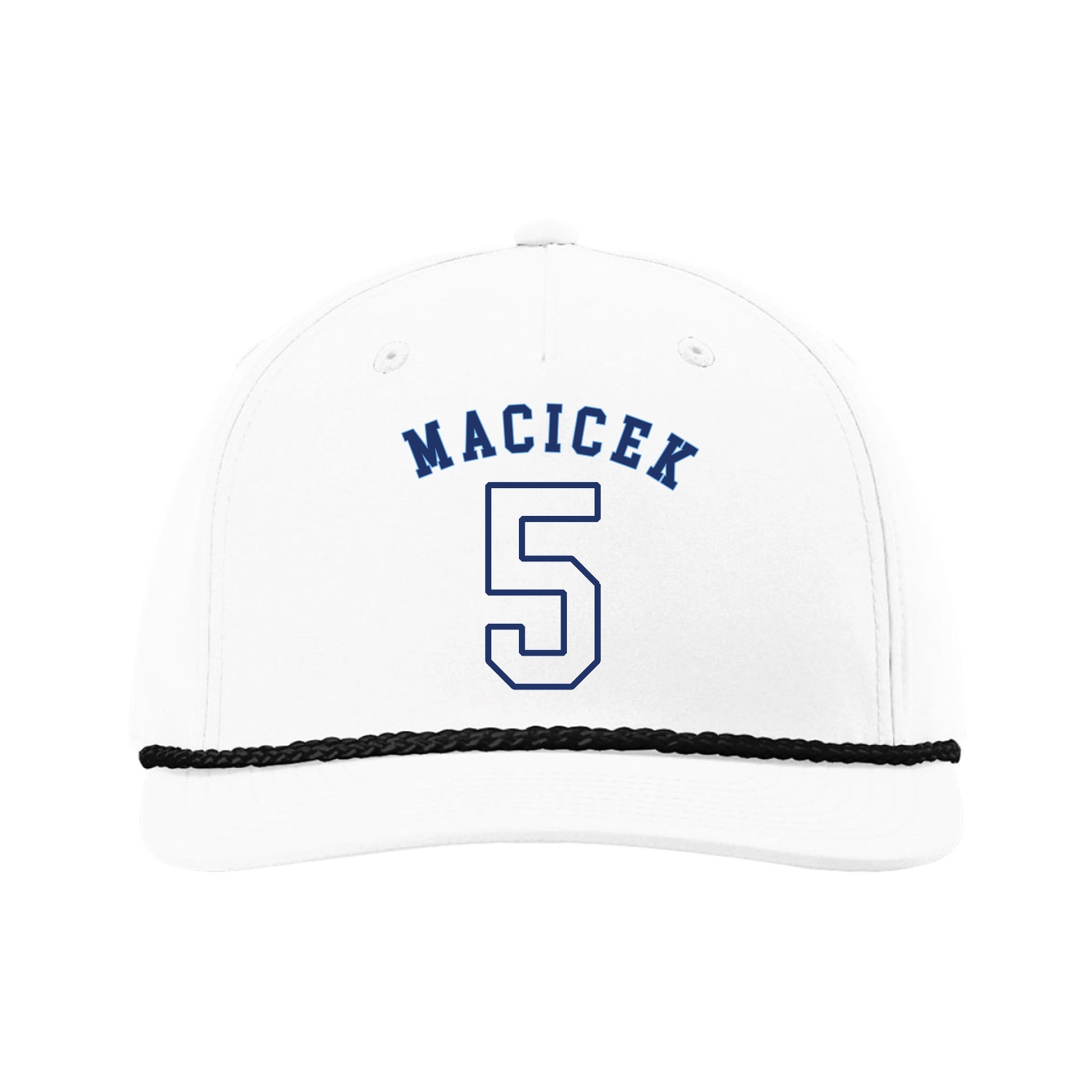 Five-Panel Classic Rope Cap — Shirsey Arch in White