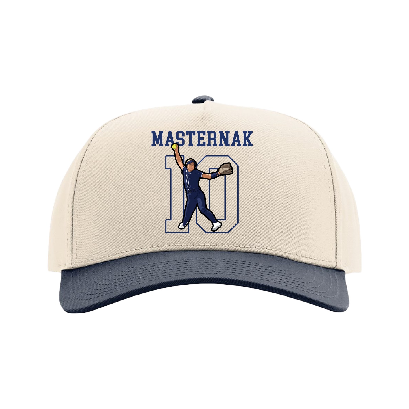 Full Fabric Five-Panel Champ Cap — Shirsey in Cream/Navy