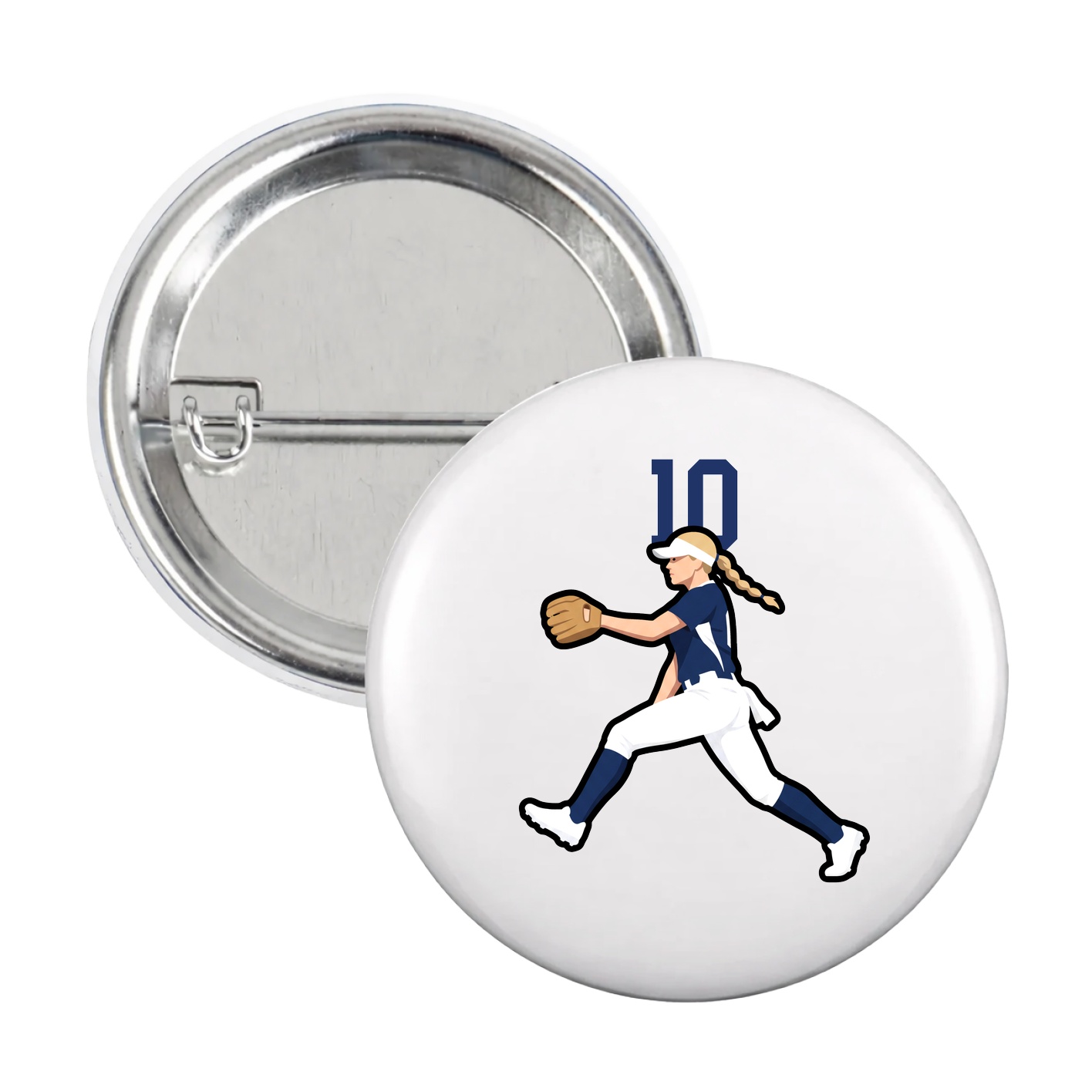 Game Day Button — Number Top in White