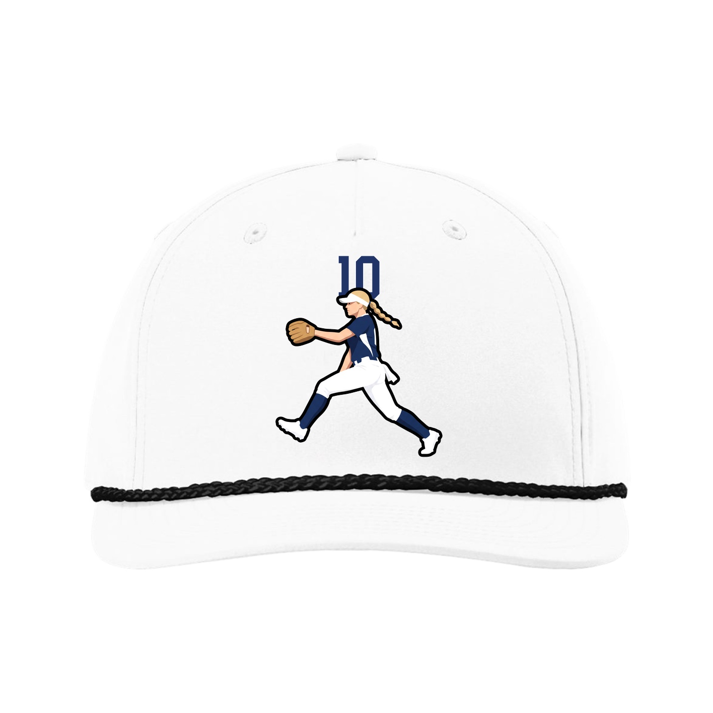 Five-Panel Classic Rope Cap — Number Top in White