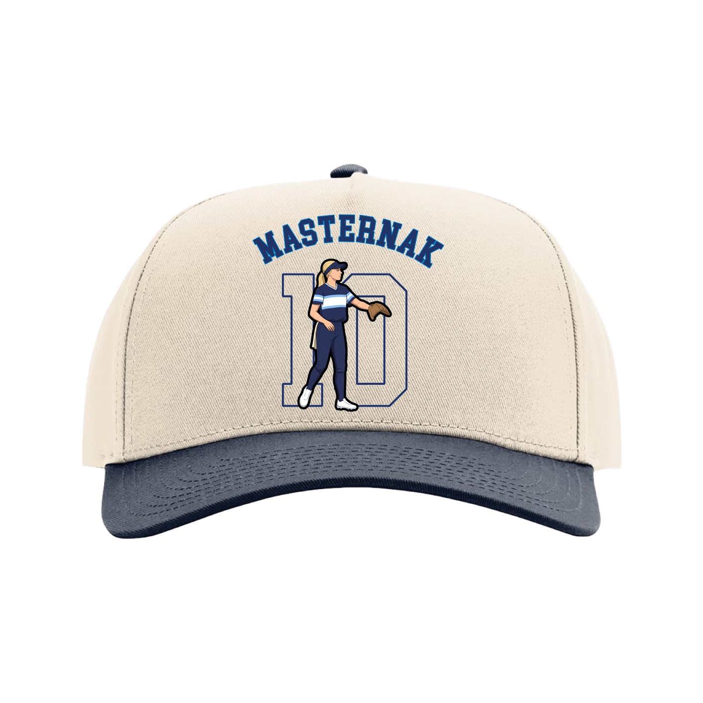 Full Fabric Five-Panel Champ Cap — Shirsey Arch in Cream/Navy