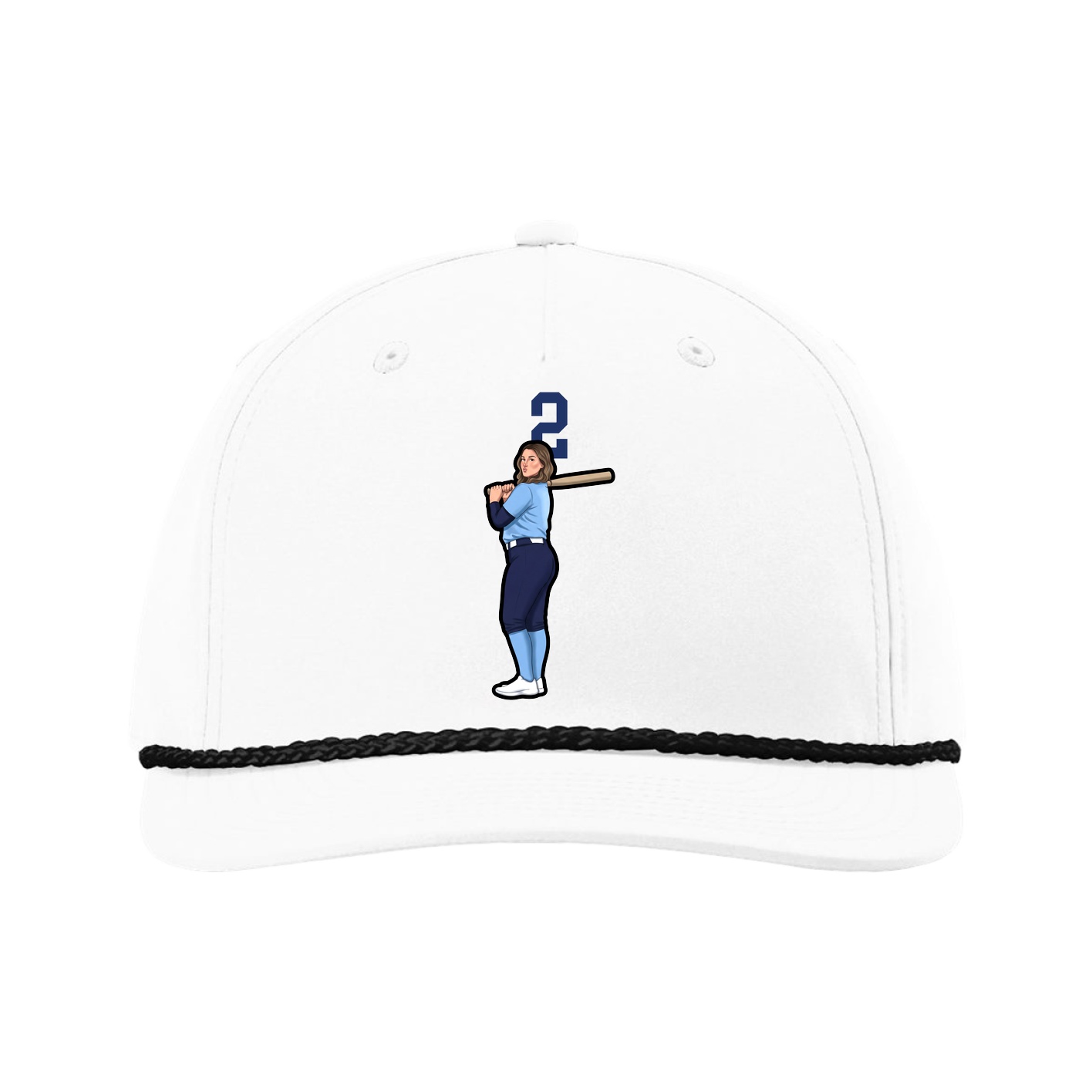 Five-Panel Classic Rope Cap — Number Top in White