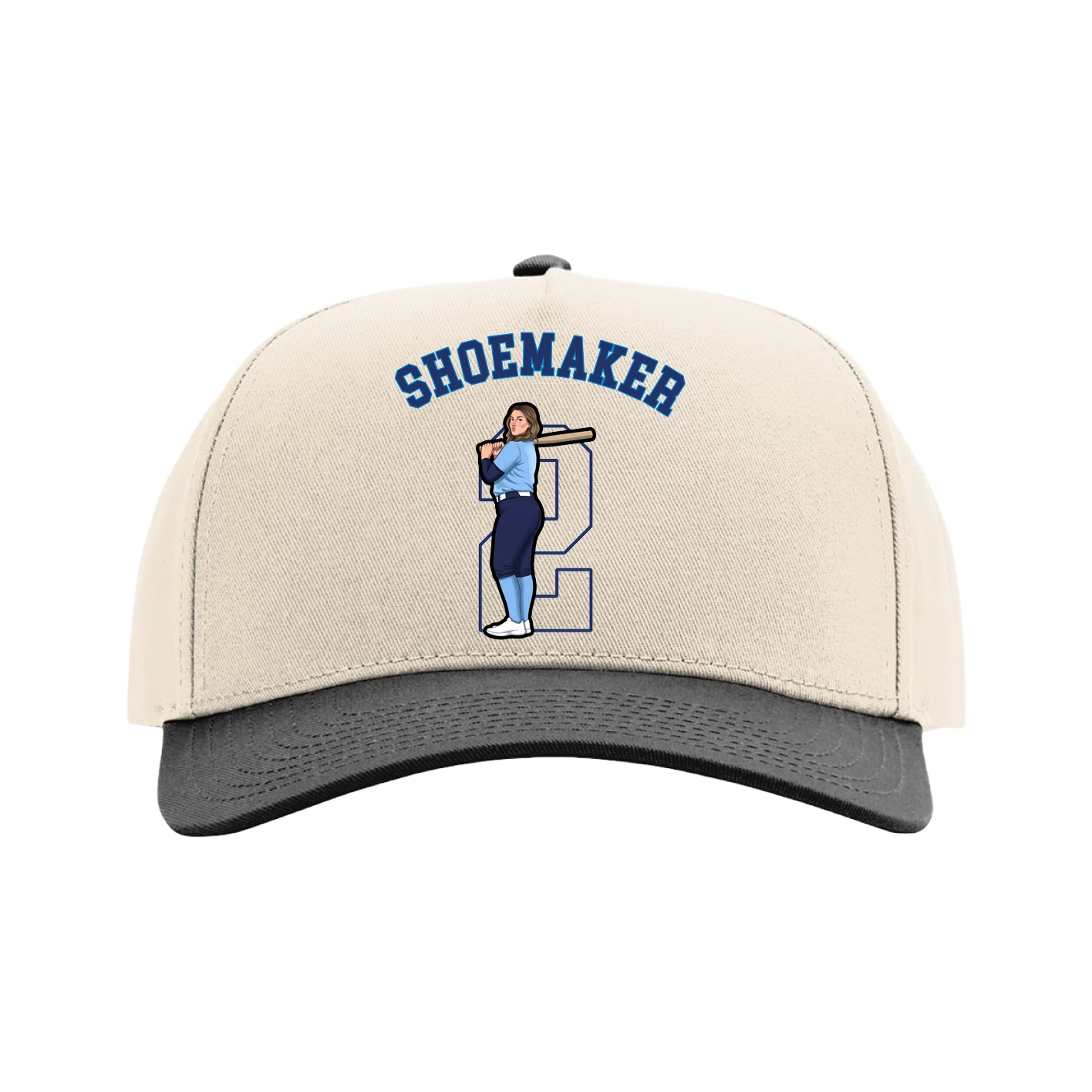 Full Fabric Five-Panel Champ Cap — Shirsey Arch in Cream/Black