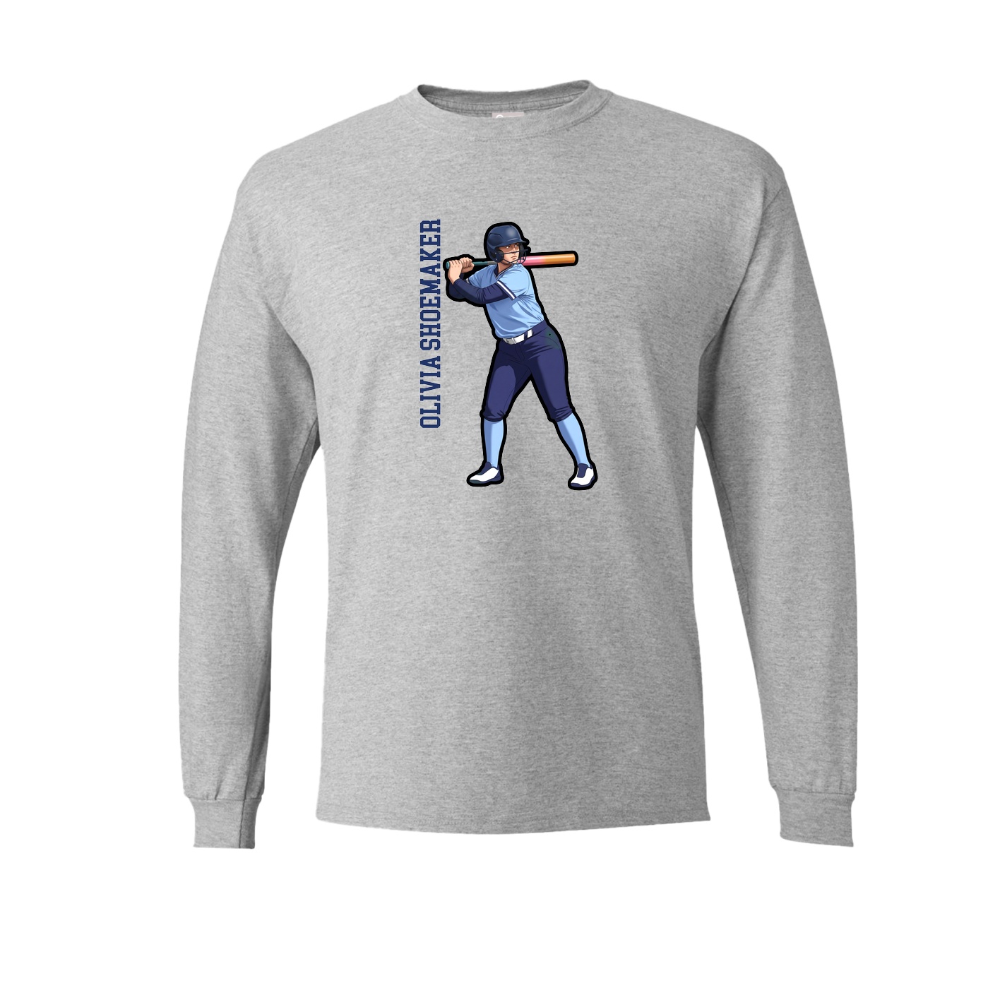 Long Sleeve Tee — Name Vertical in Grey