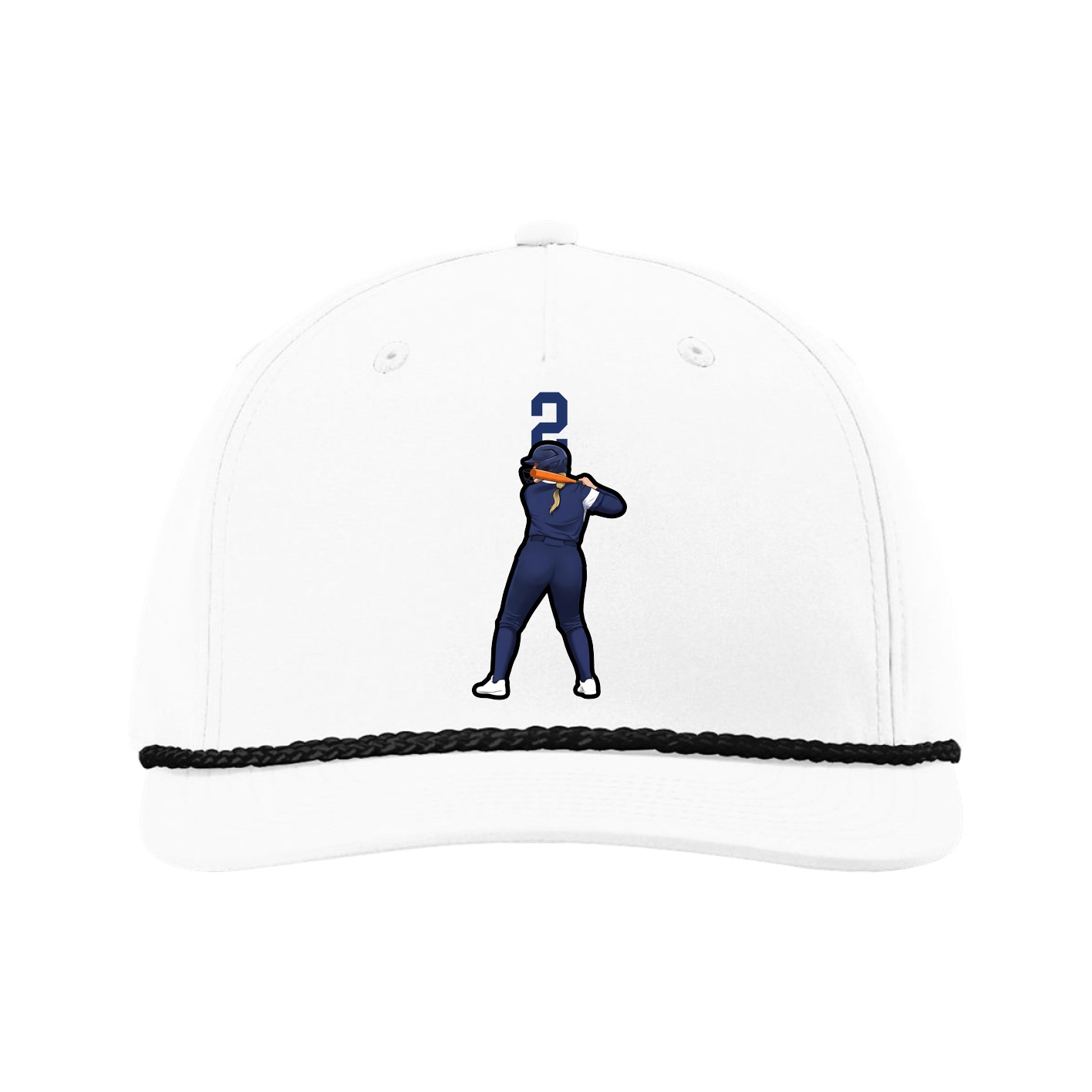 Five-Panel Classic Rope Cap — Number Top in White