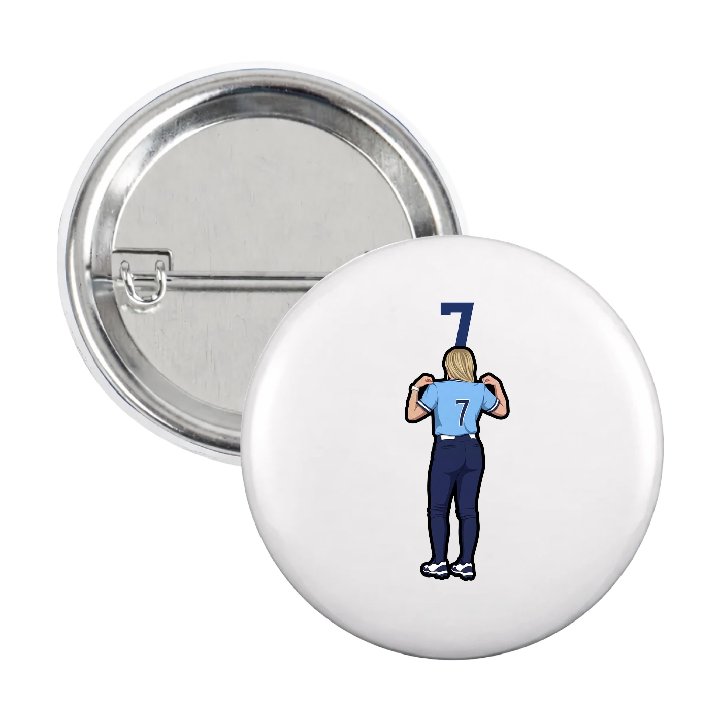 Game Day Button — Number Top in White