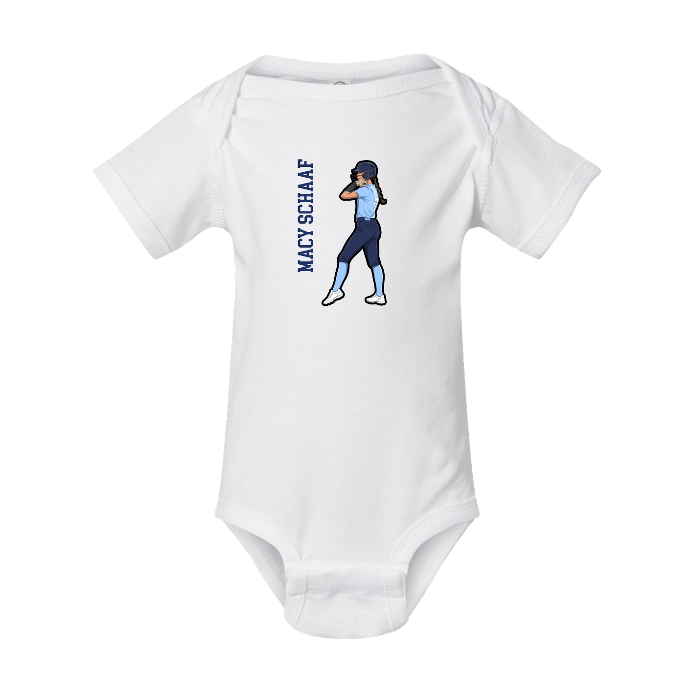 Baby Onesie — Name Vertical in White