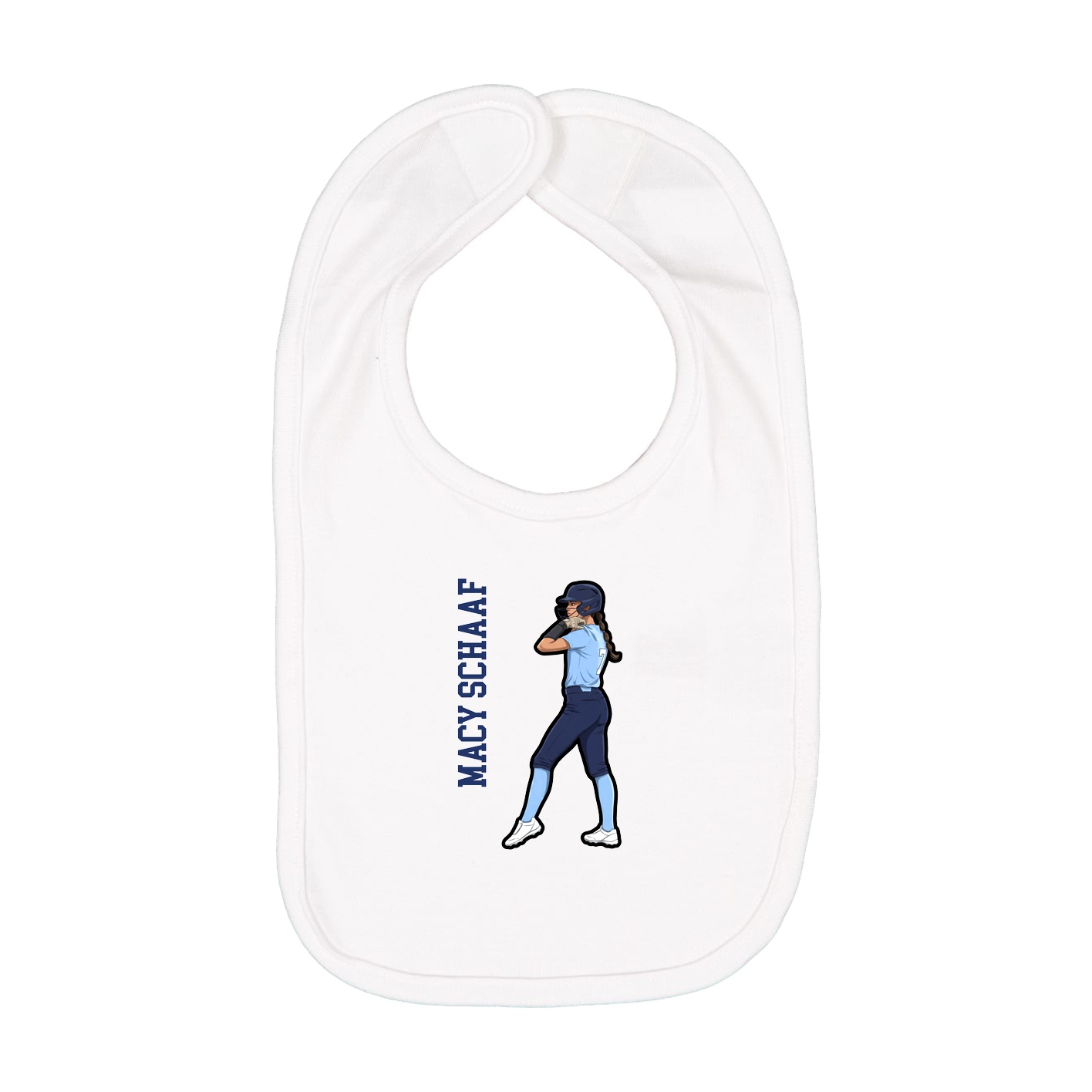 Infant Bib — Name Vertical in White