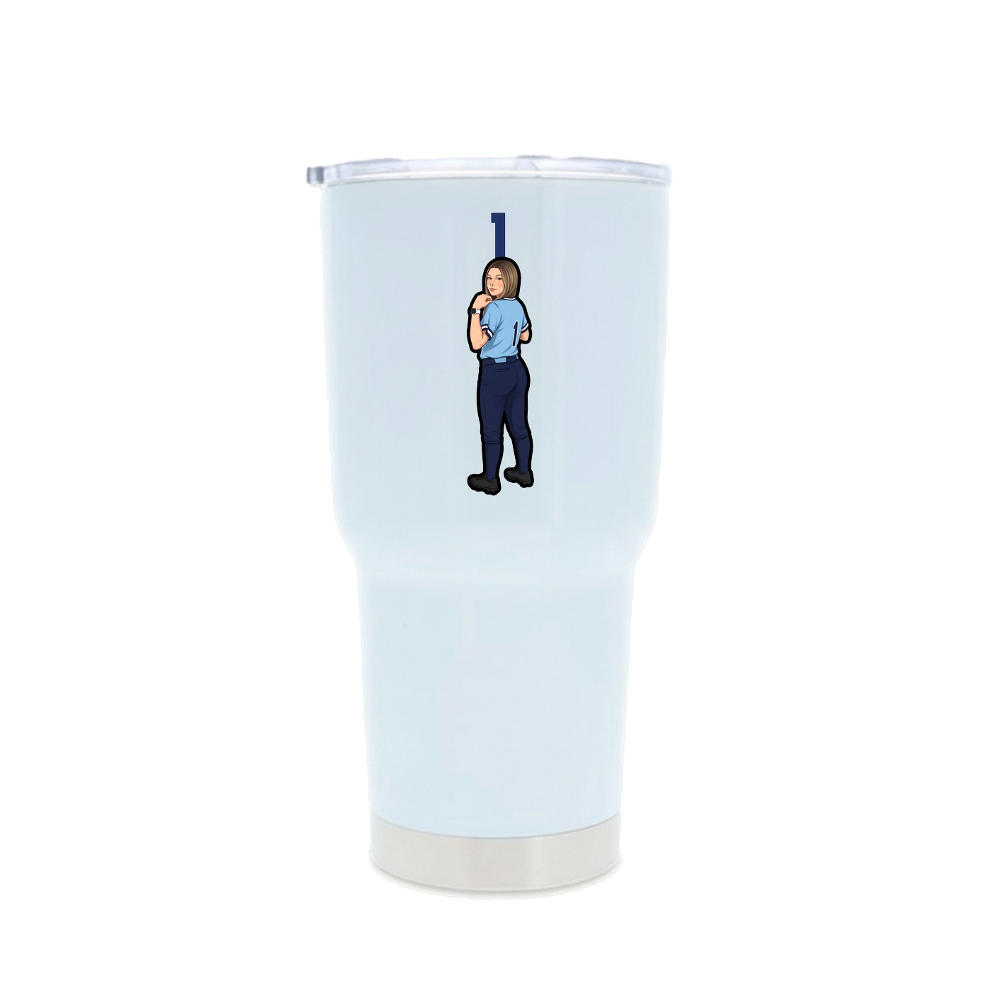 30oz Stainless Steel Tumbler — Number Top in White