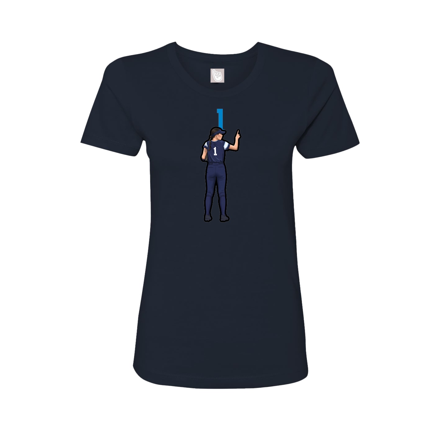 Fitted Women's Tee — Number Top in Navy
