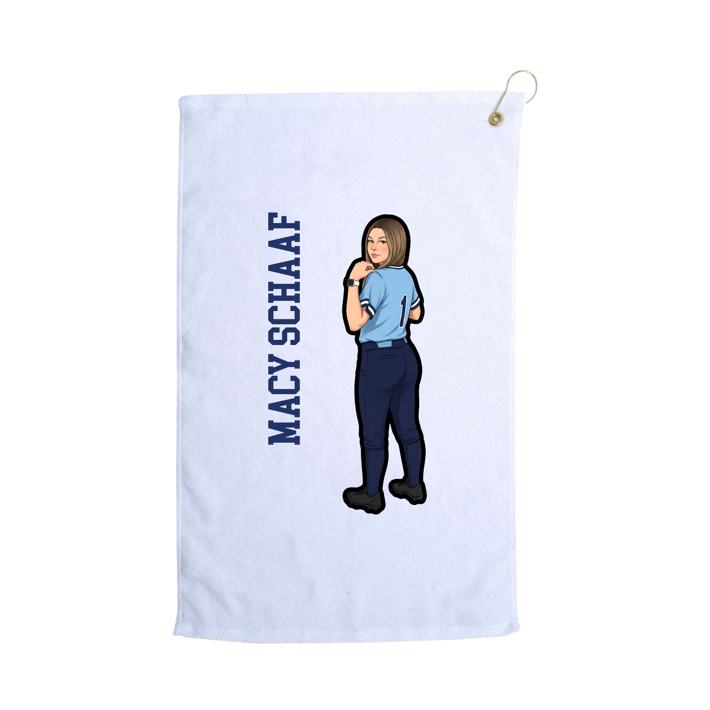 Golf Towel — Name Vertical in White