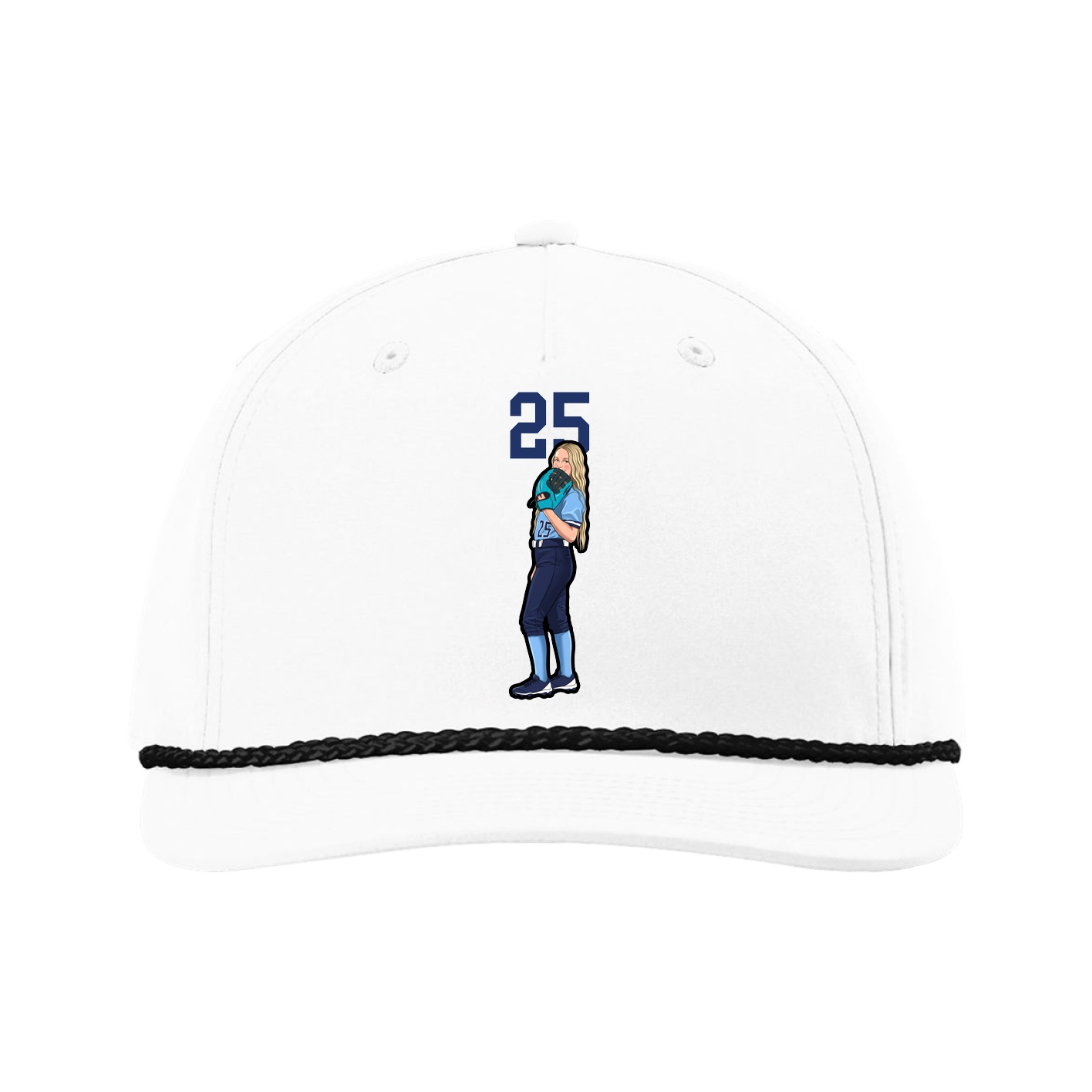 Five-Panel Classic Rope Cap — Number Top in White