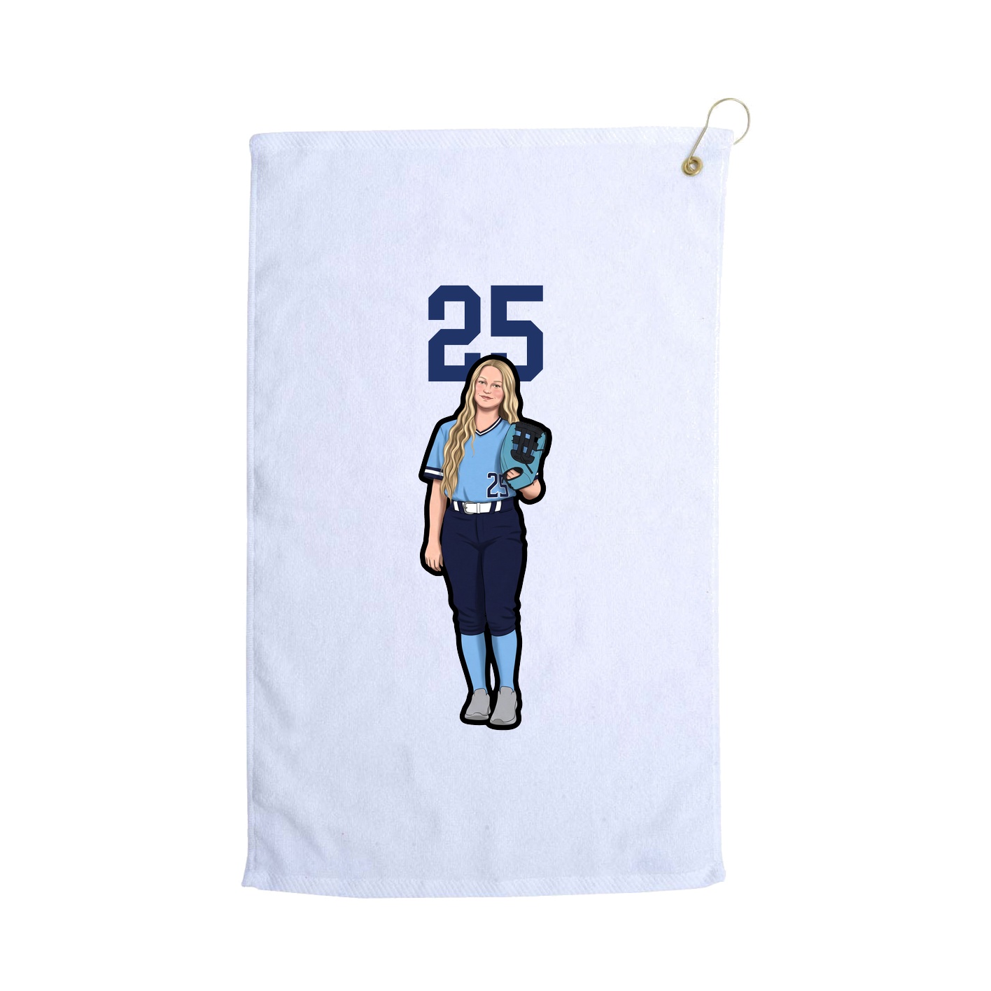 Golf Towel — Number Top in White