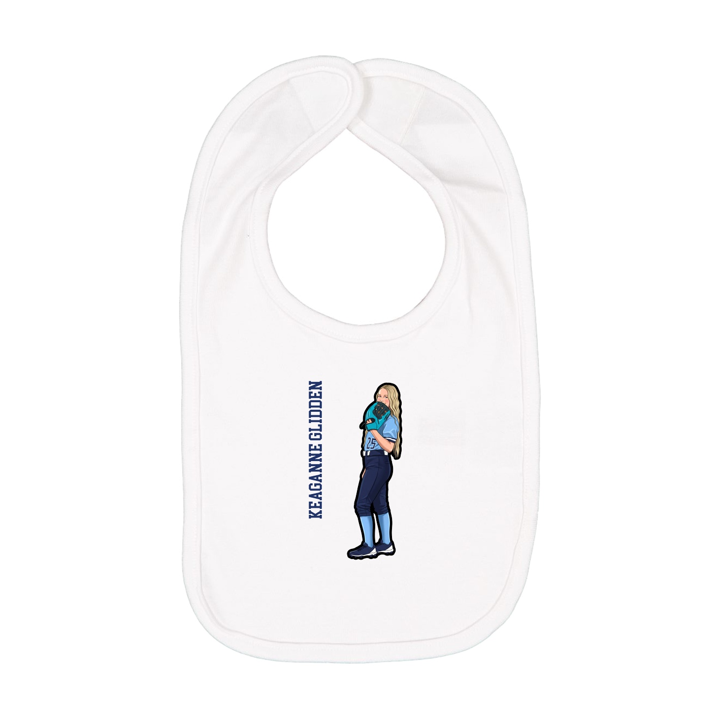Infant Bib — Name Vertical in White