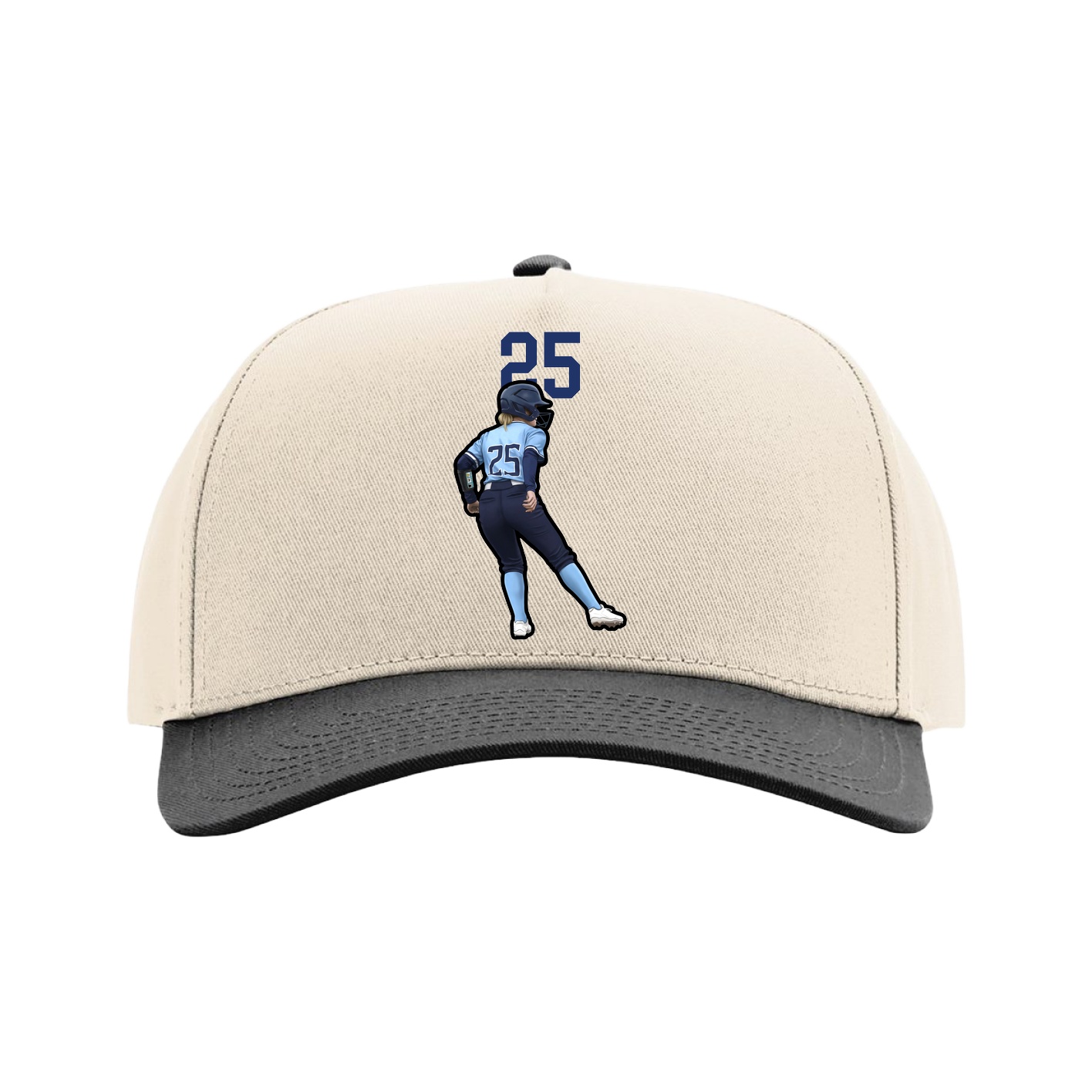 Full Fabric Five-Panel Champ Cap — Number Top in Cream/Black