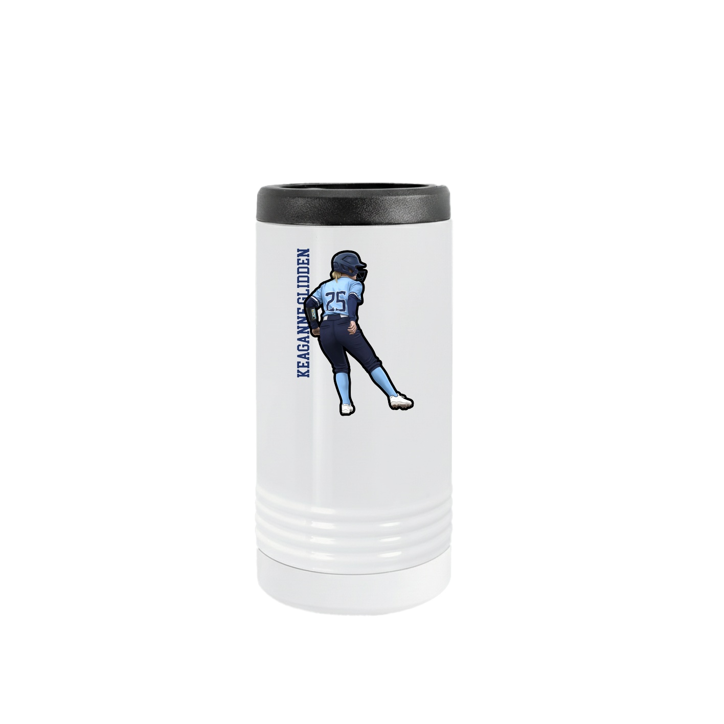 Slim Beverage Holder — Name Vertical in White