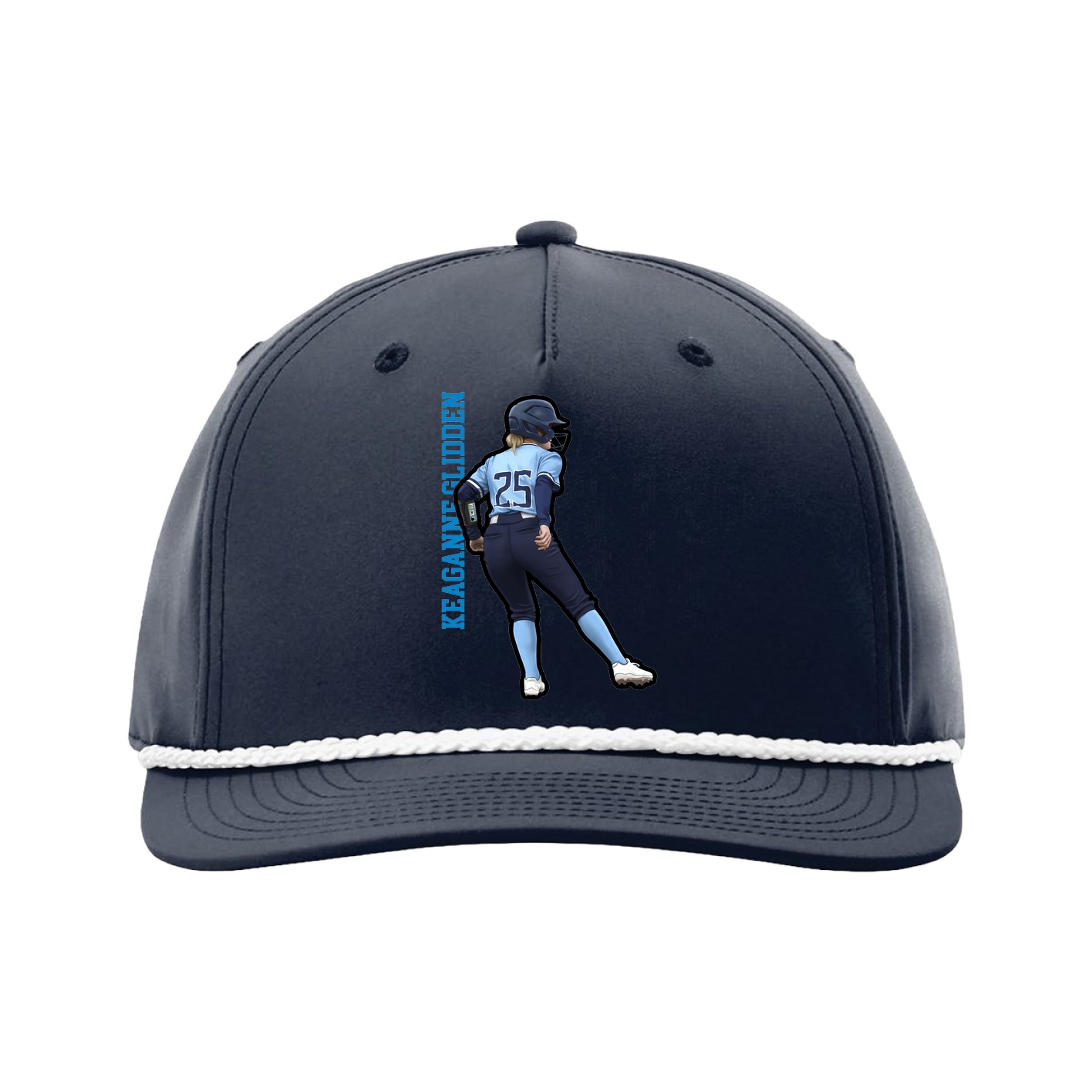 Five-Panel Classic Rope Cap — Name Vertical in Navy