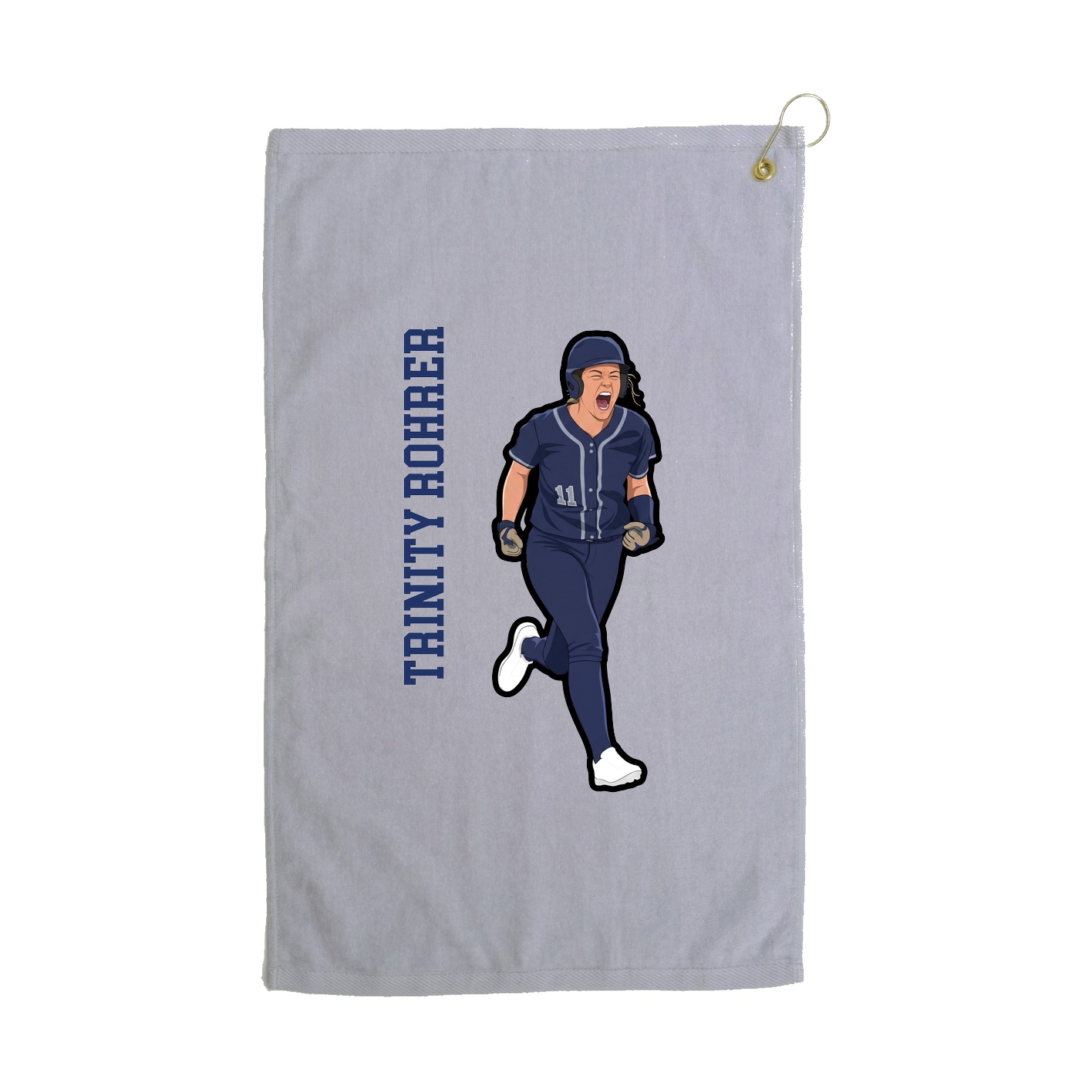 Golf Towel — Name Vertical in Grey